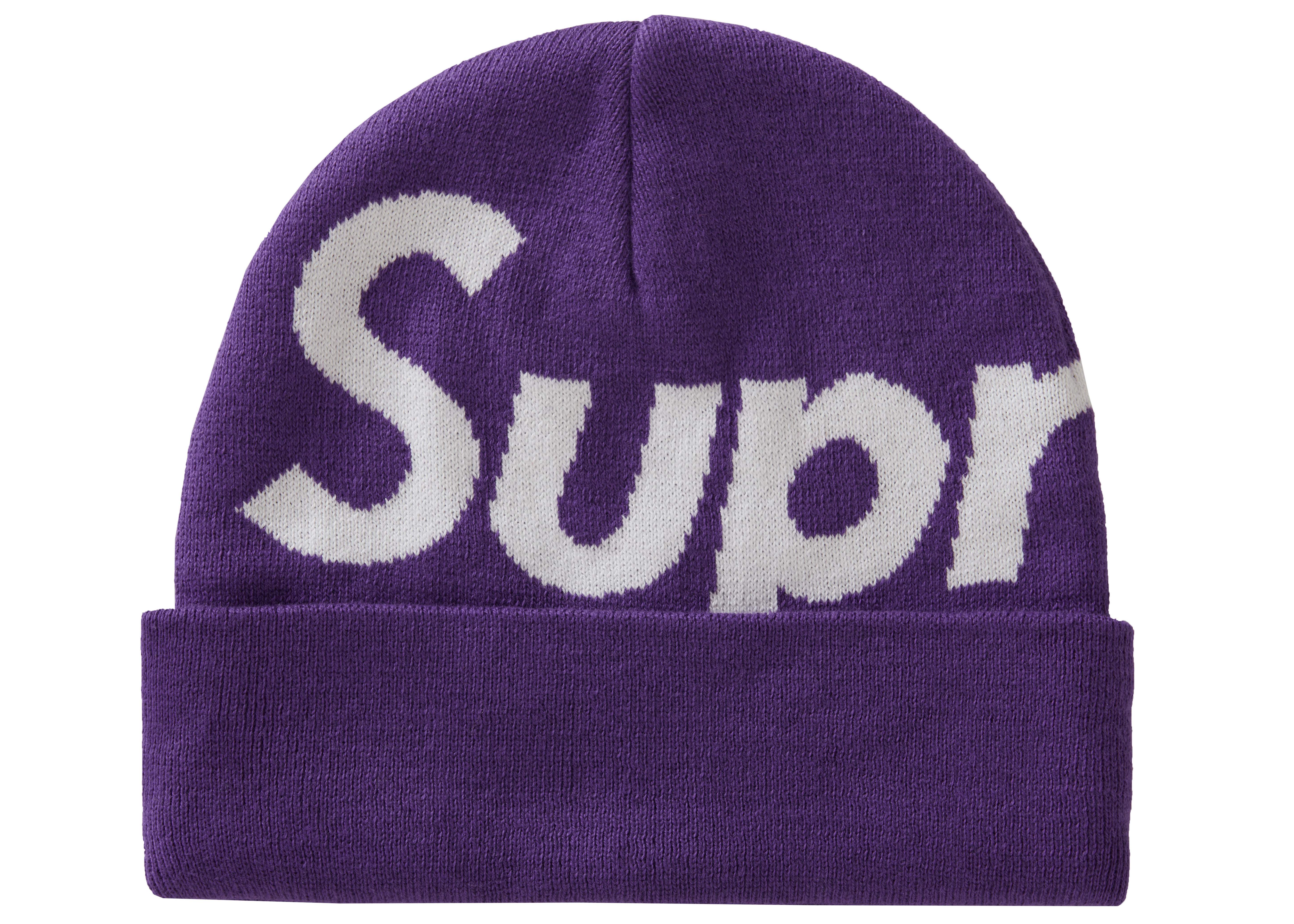 supreme big logo beanie purple