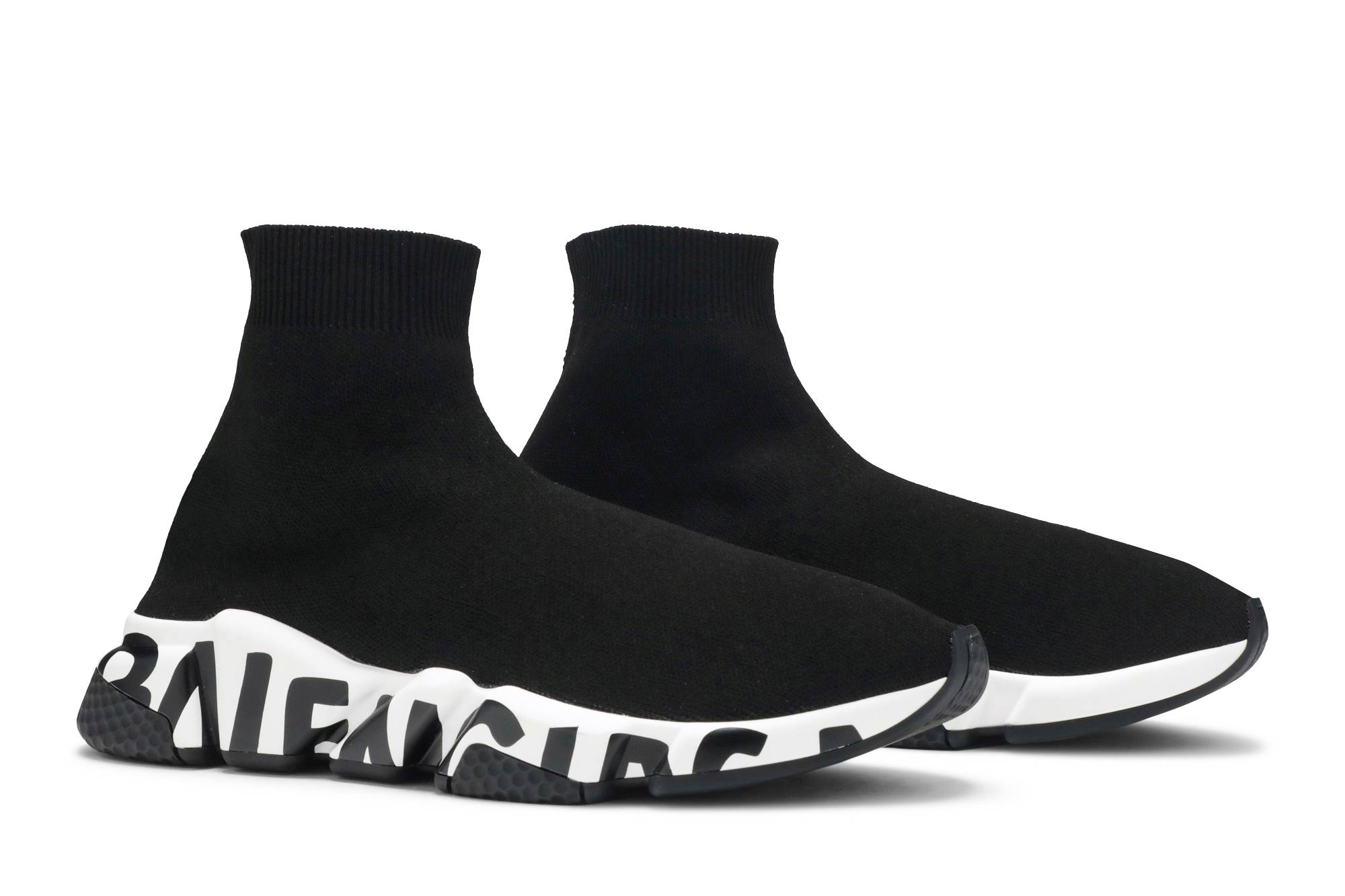 balenciaga speed graffiti trainers black white