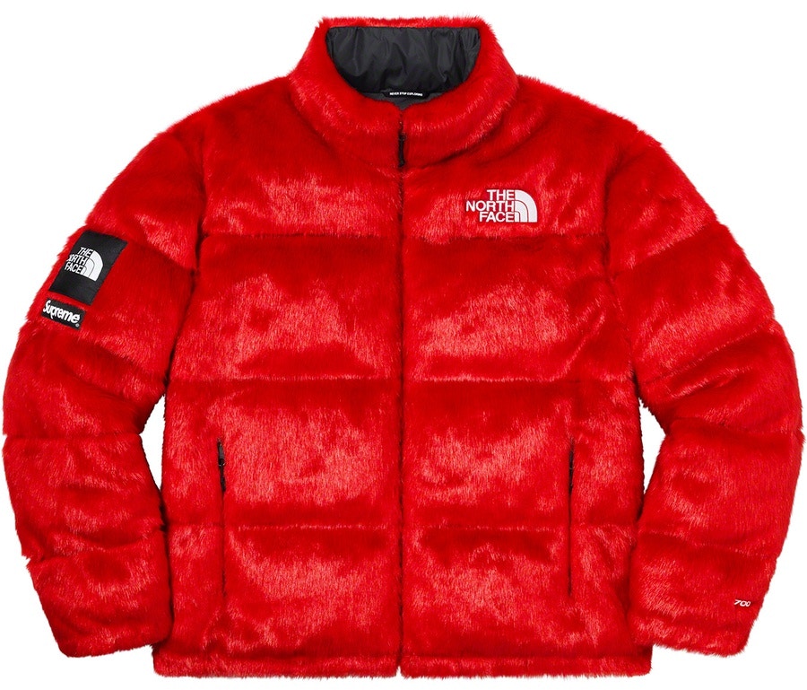 Supreme x The North Face Faux Fur Nuptse Jacket Red