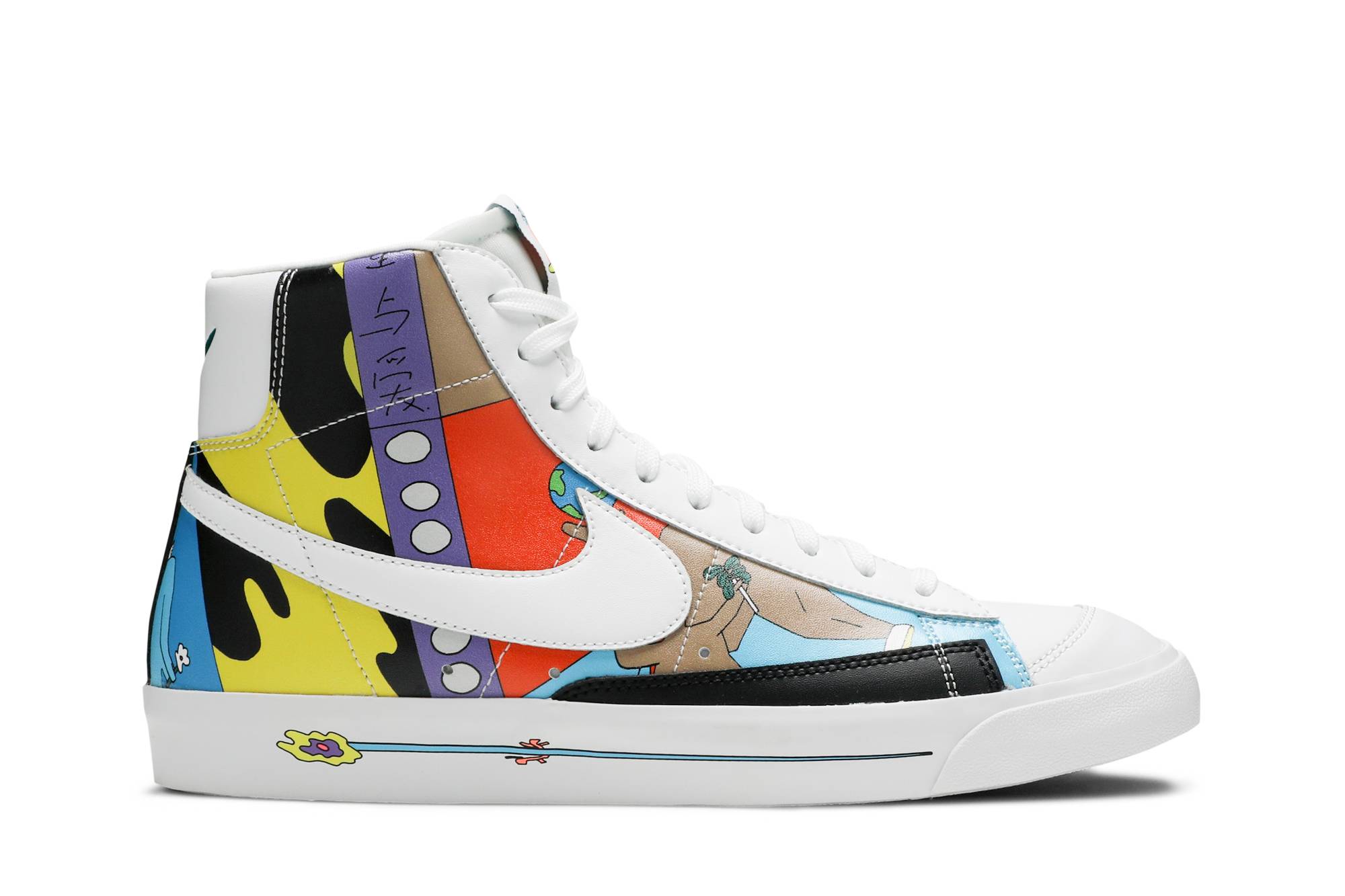 nike blazer mid white blackened blue red crush