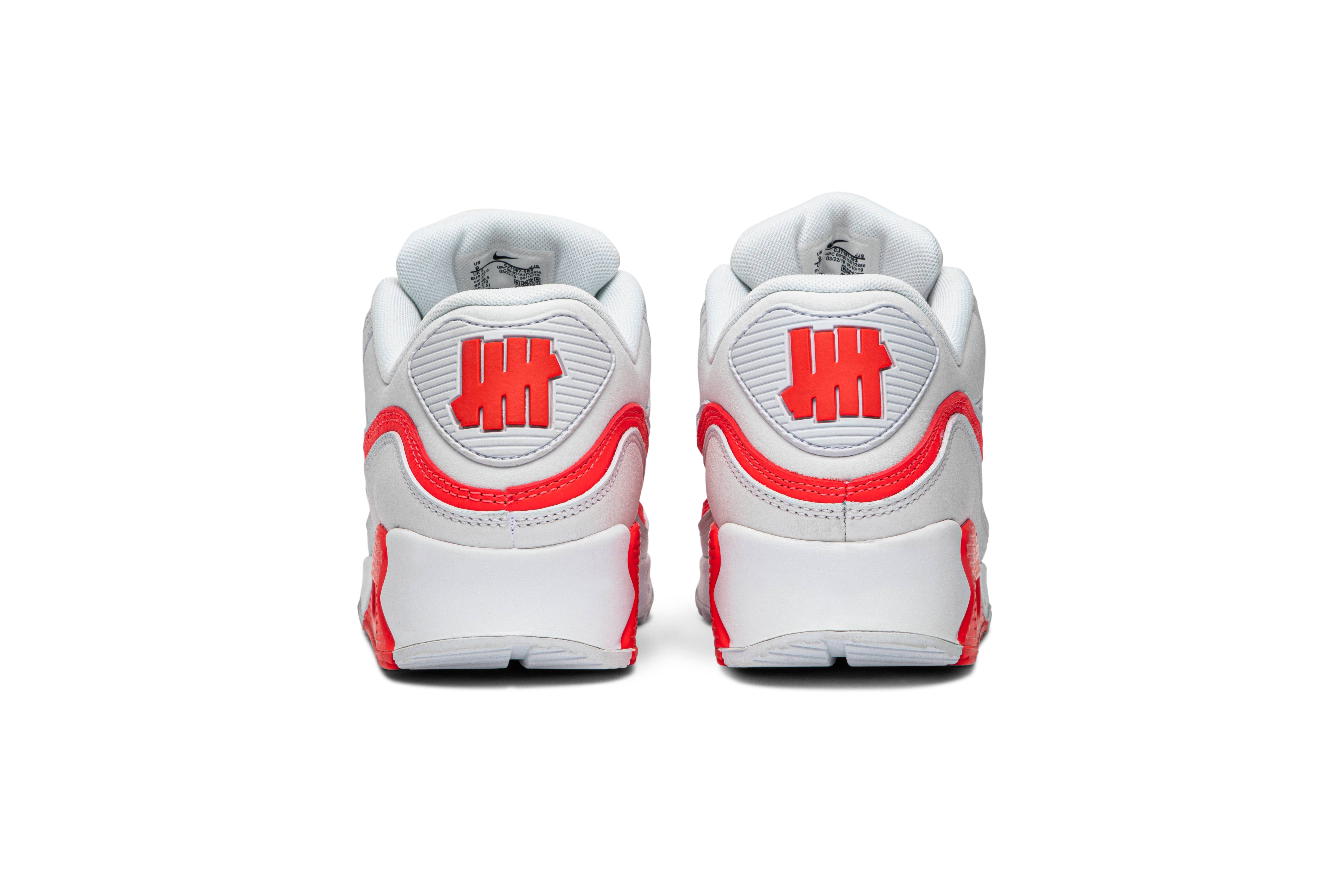 nike air max 90 undefeated white solar red