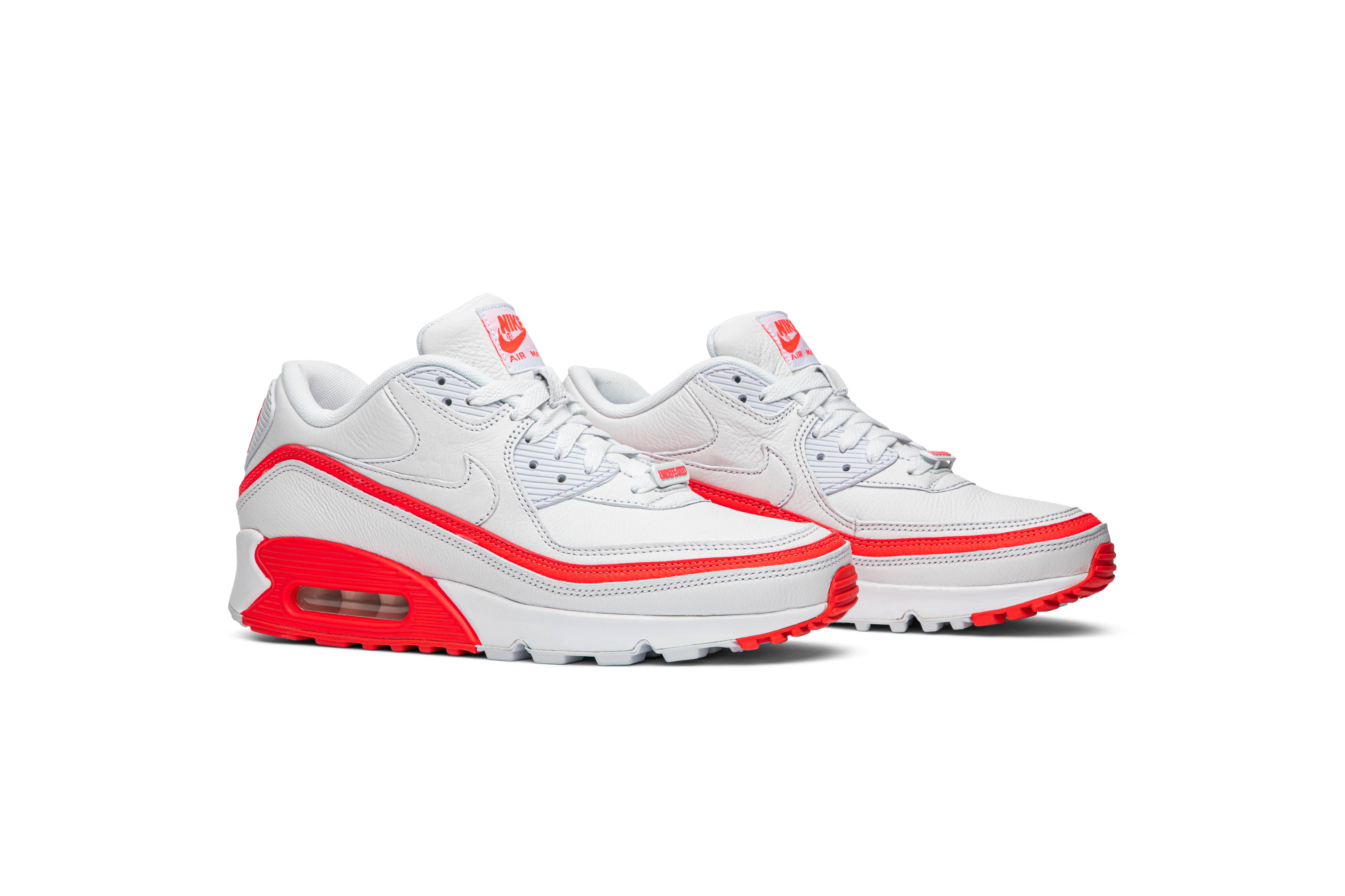 nike air max 90 undefeated white solar red