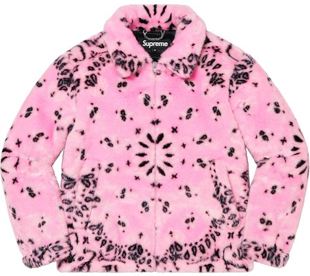 Supreme Bandana Faux Fur Bomber Jacket Pink