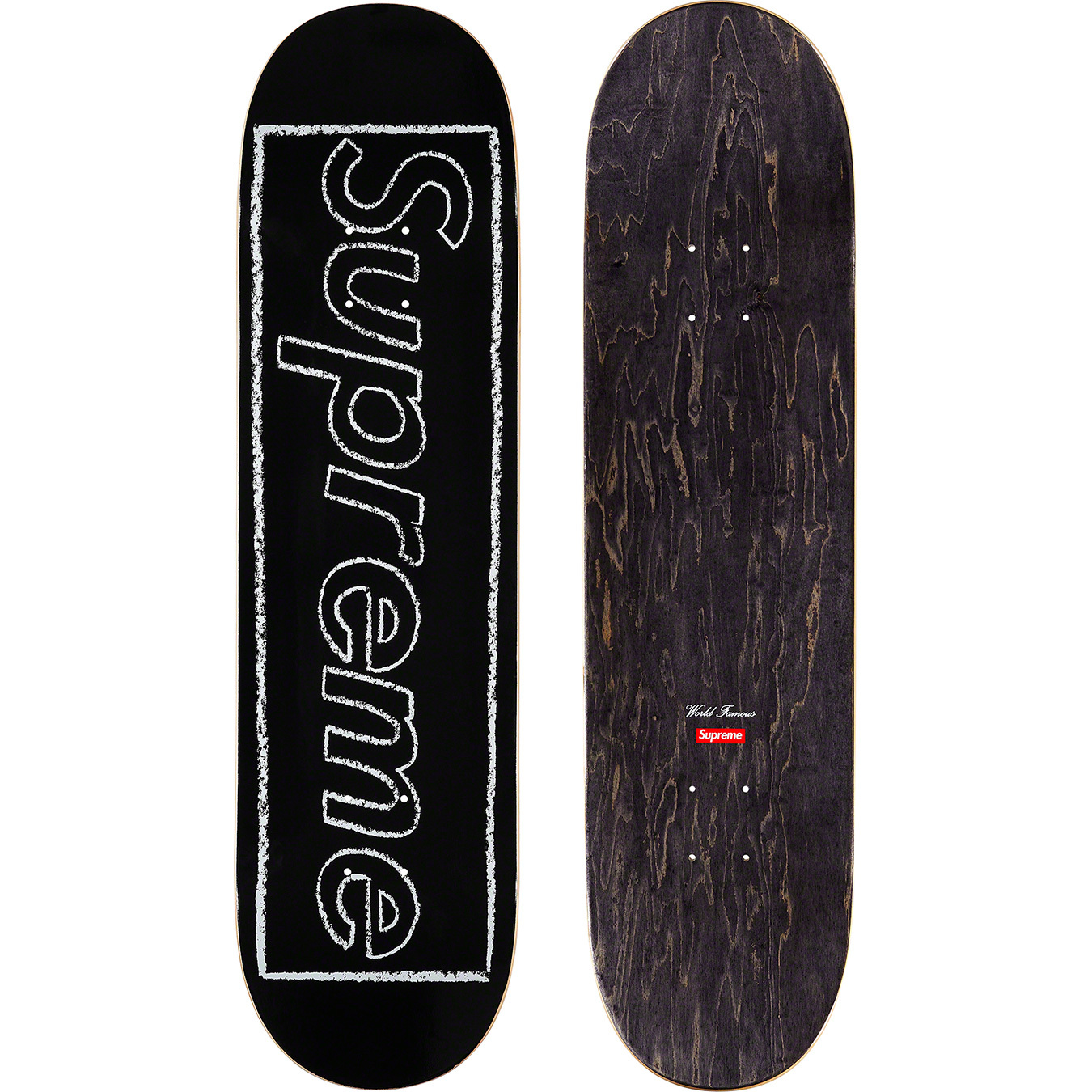 supreme kaws chalk logo skateboard deck black