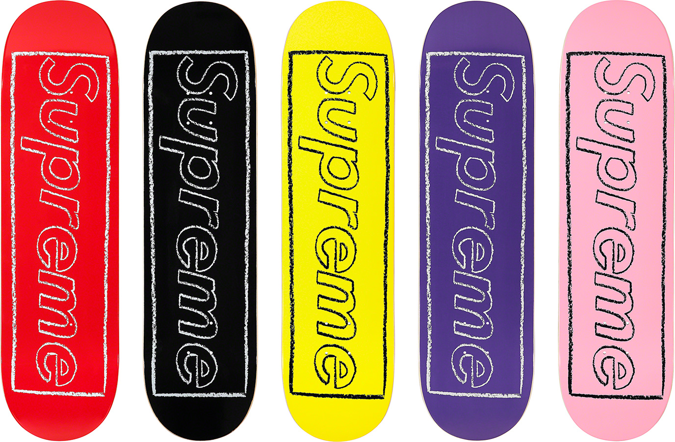 supreme kaws chalk logo skateboard deck black