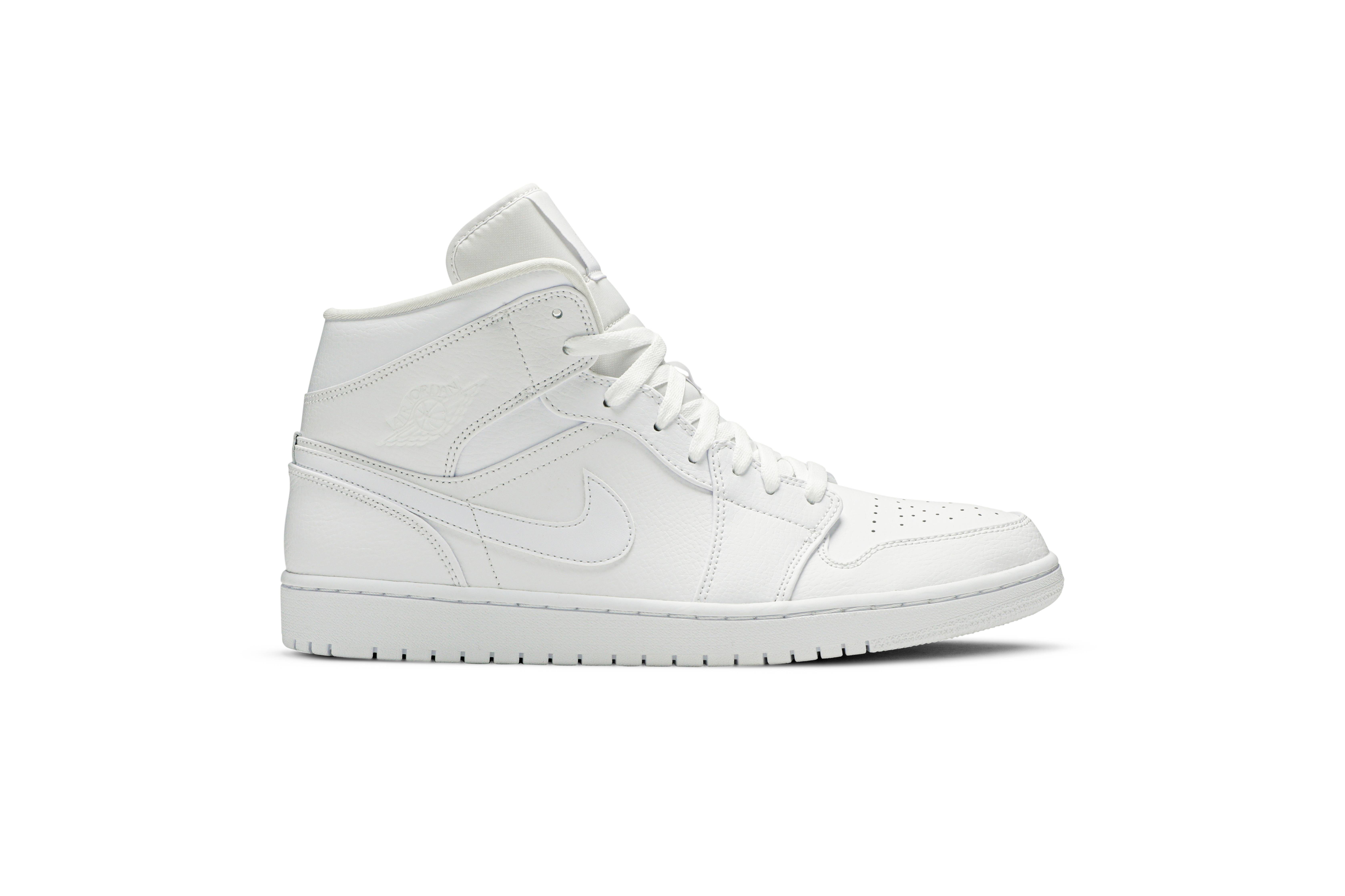 all white aj 1 mid