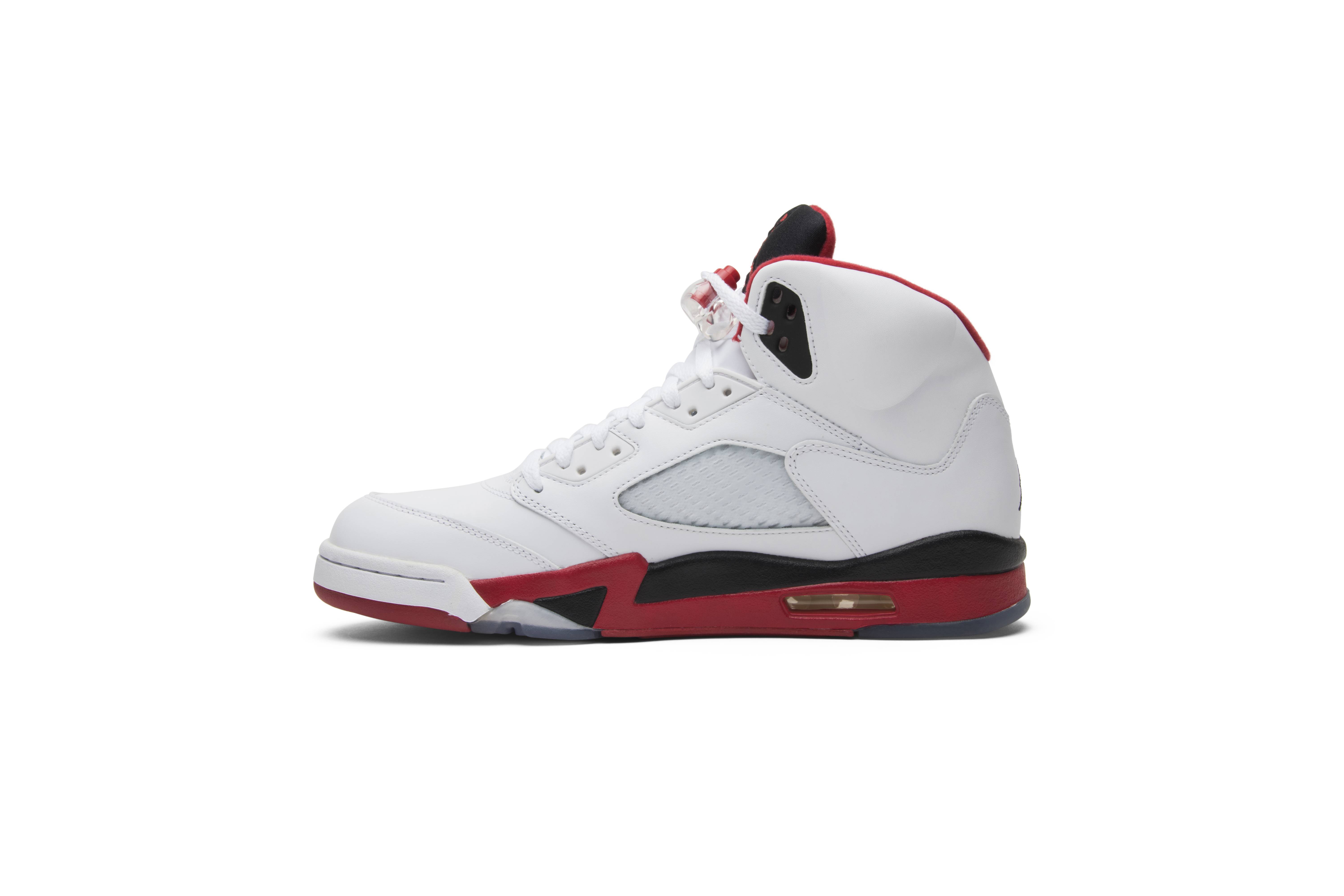 air jordan 5 fire red black tongue