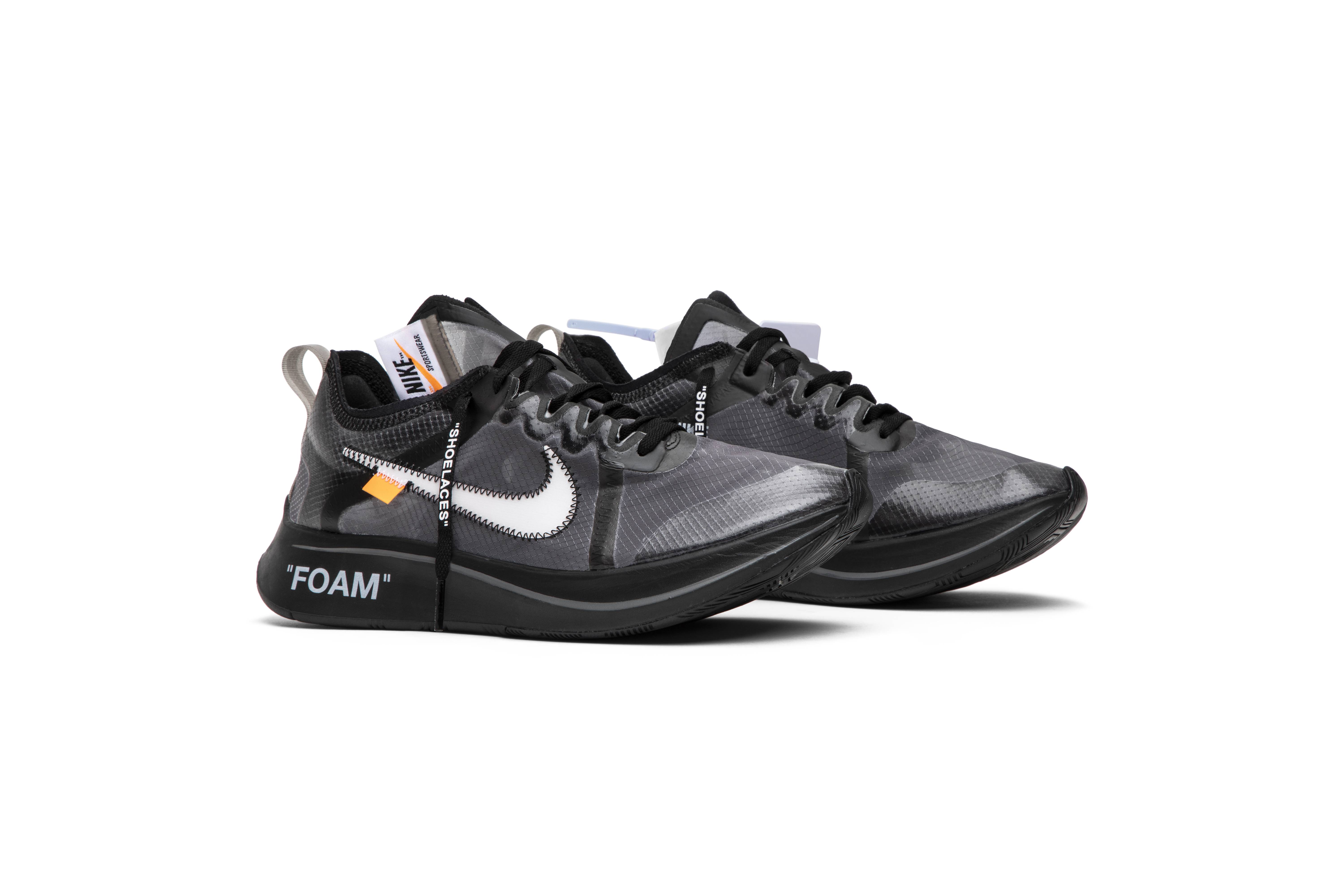 nike zoom off white black silver