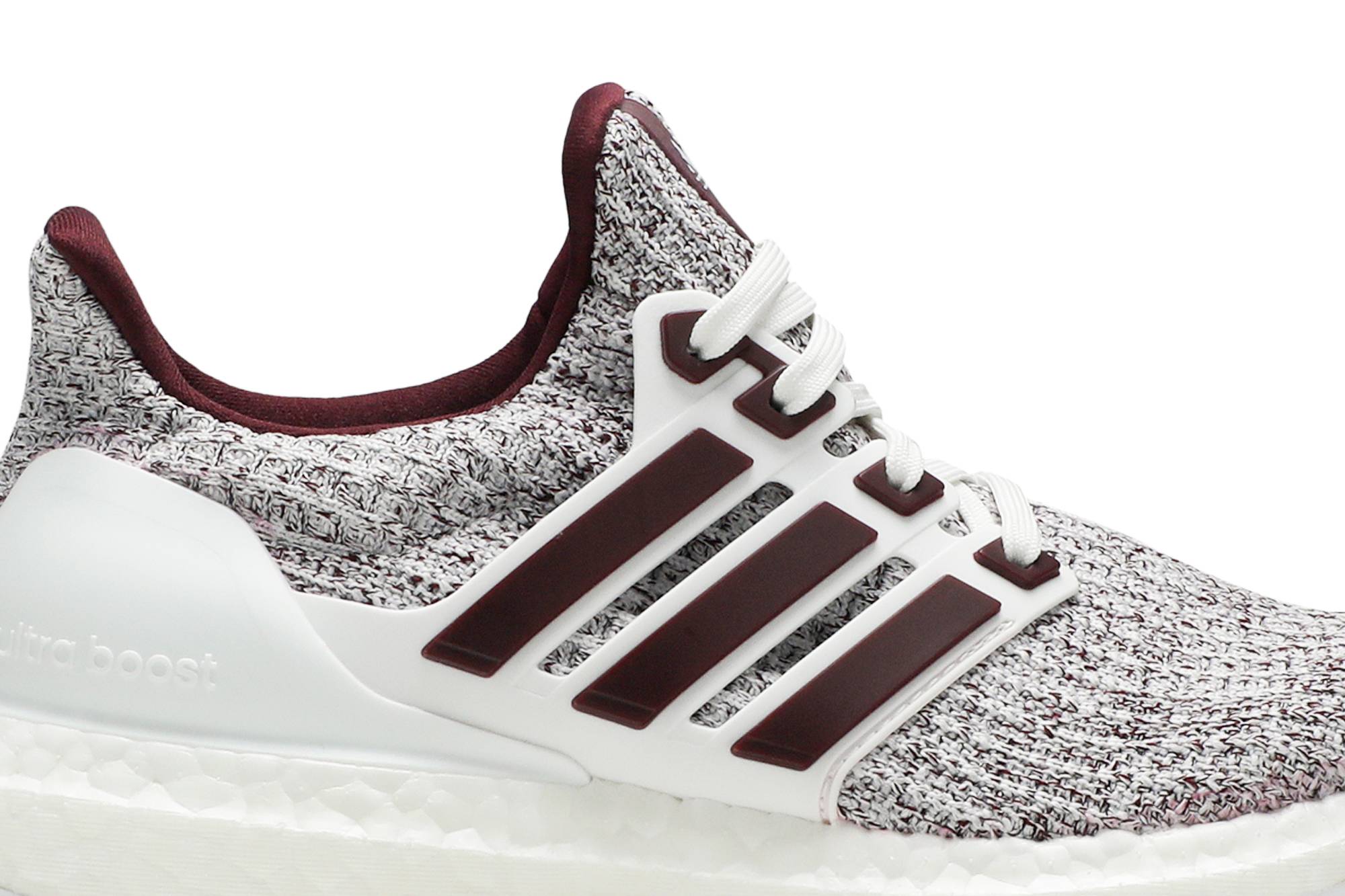 white and maroon ultra boost