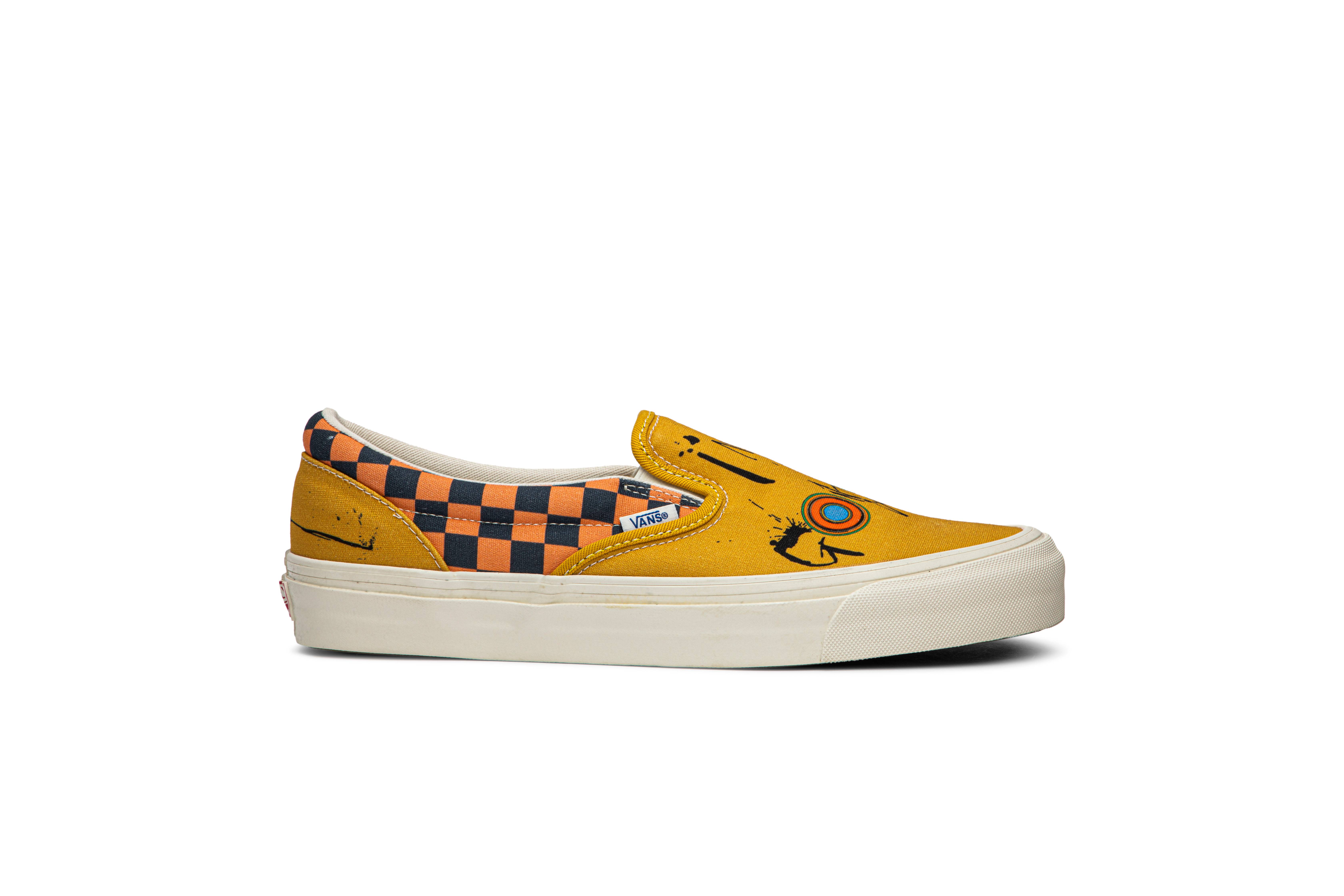 checkerboard vans orange