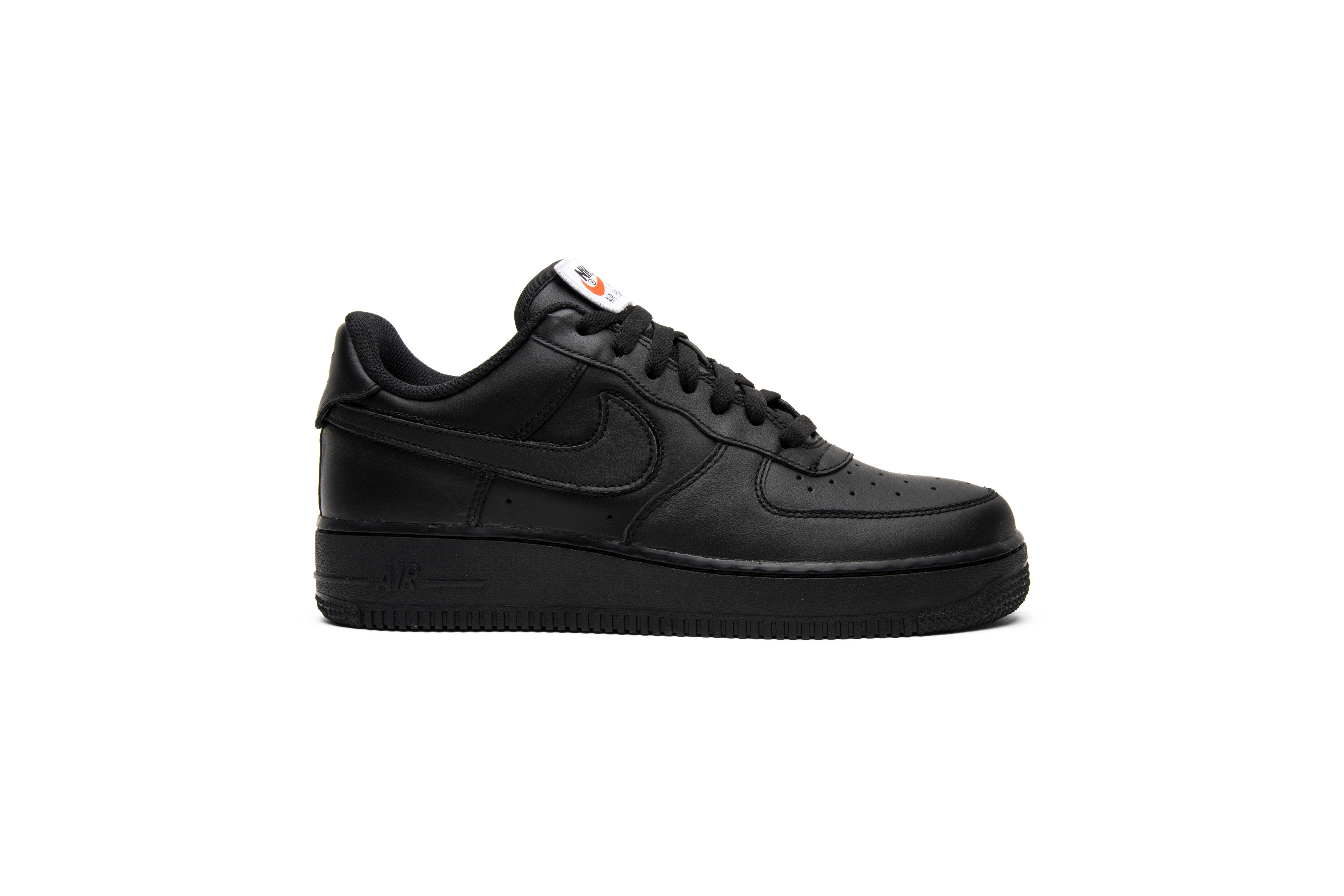 all black af1 white swoosh