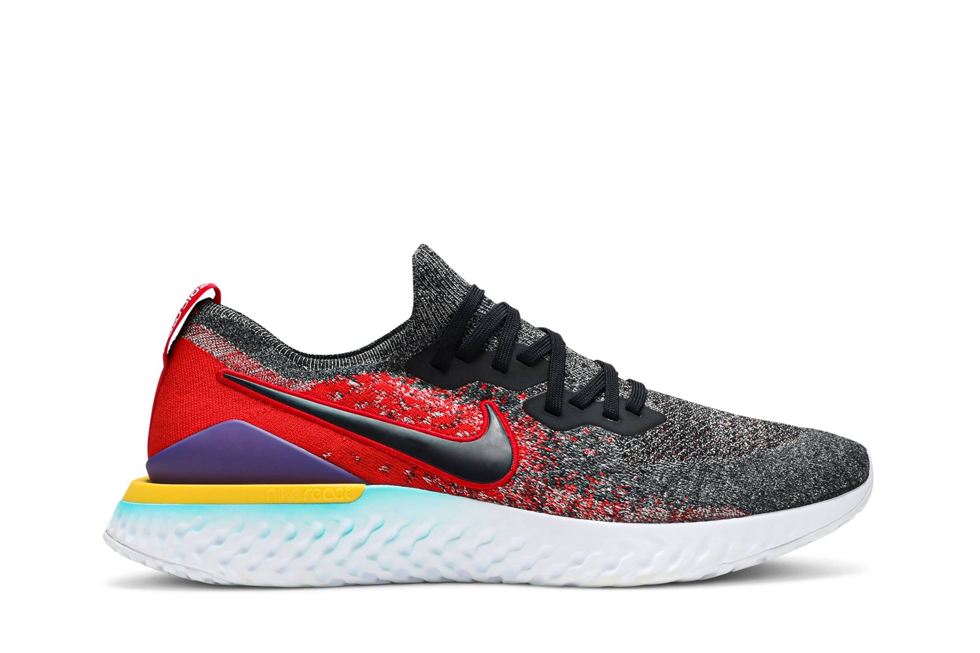 nike epic react flyknit 2 black hyper jade university red
