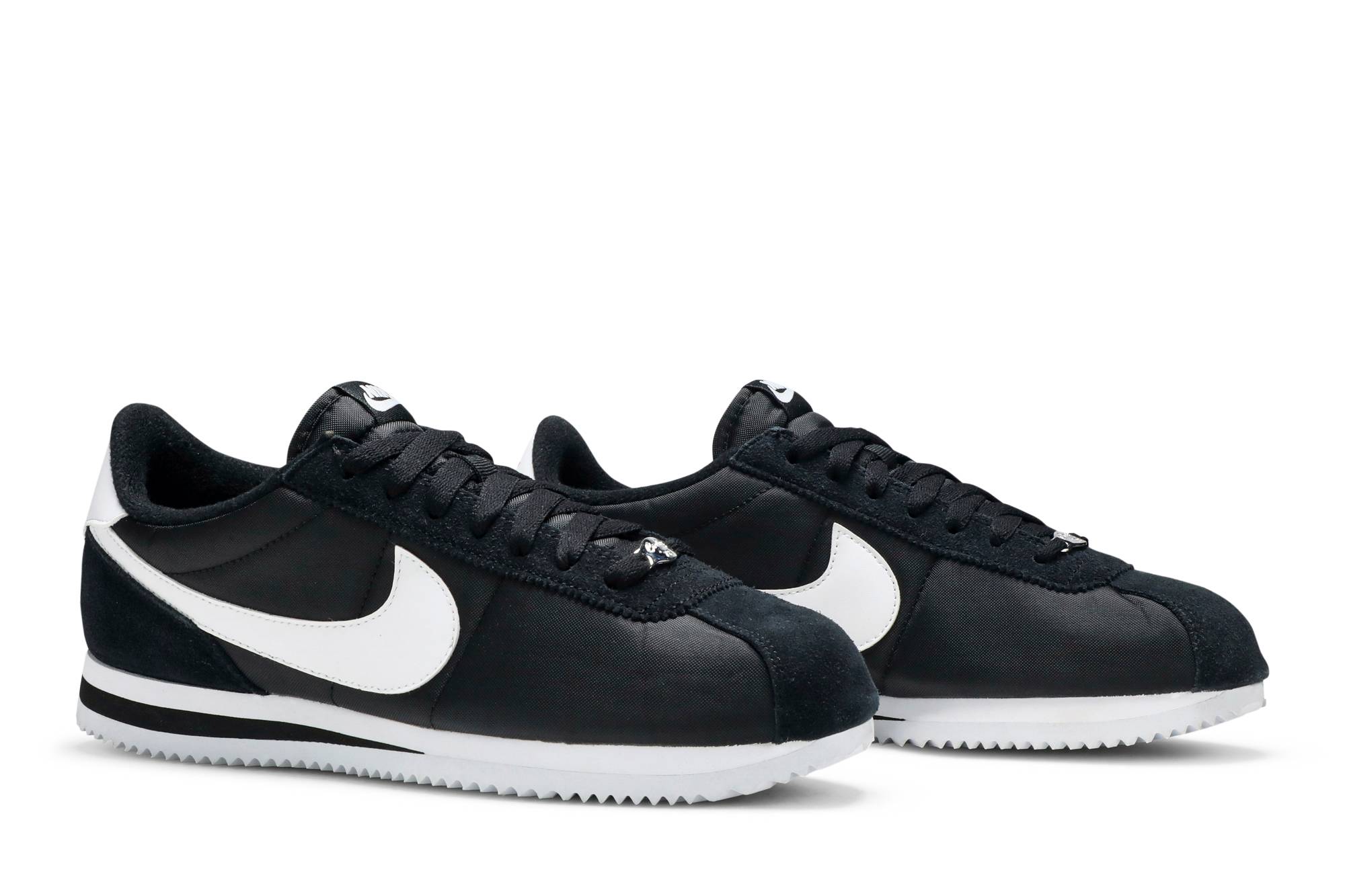 black and white nike cortez nylon