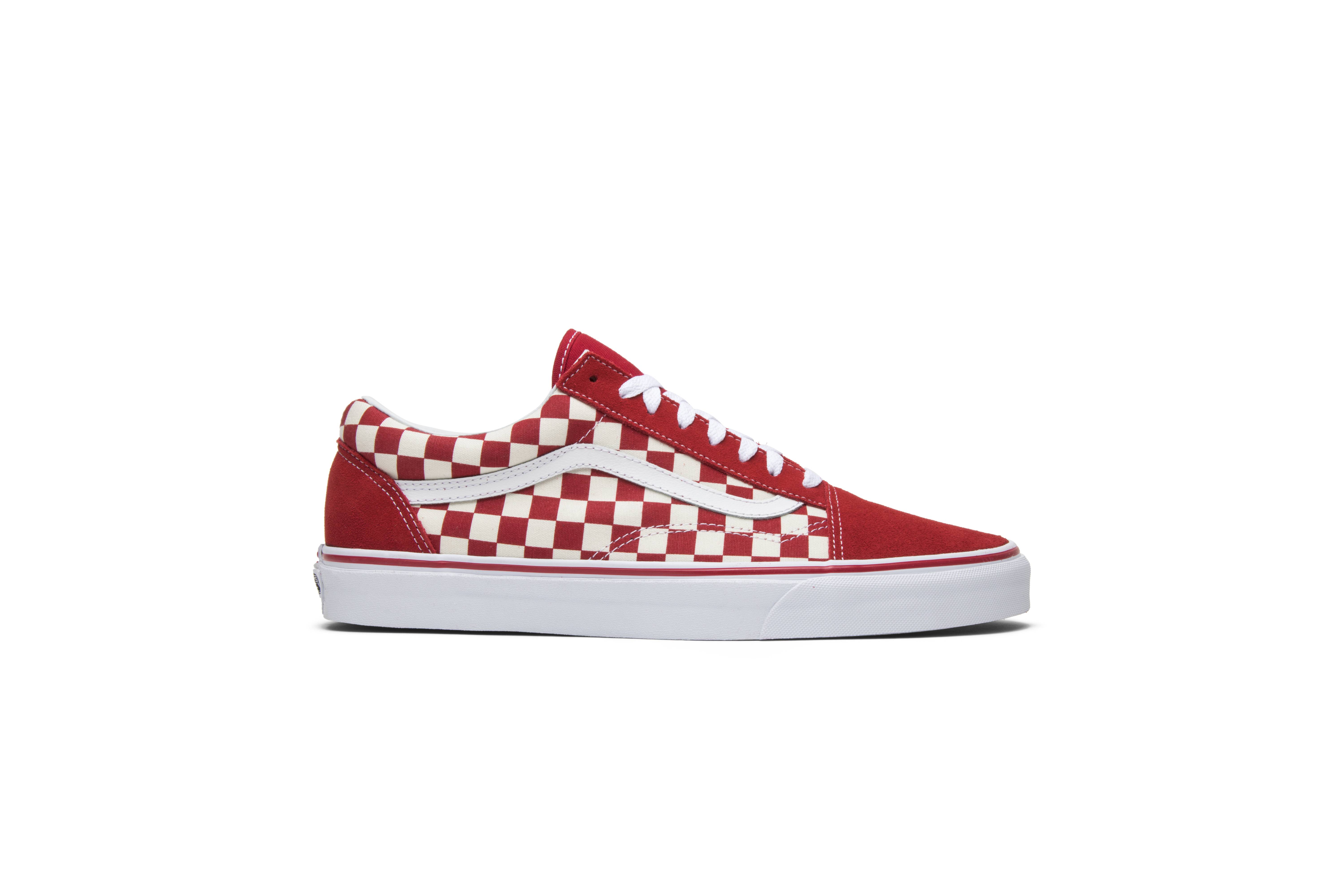 checkered vans old skool red
