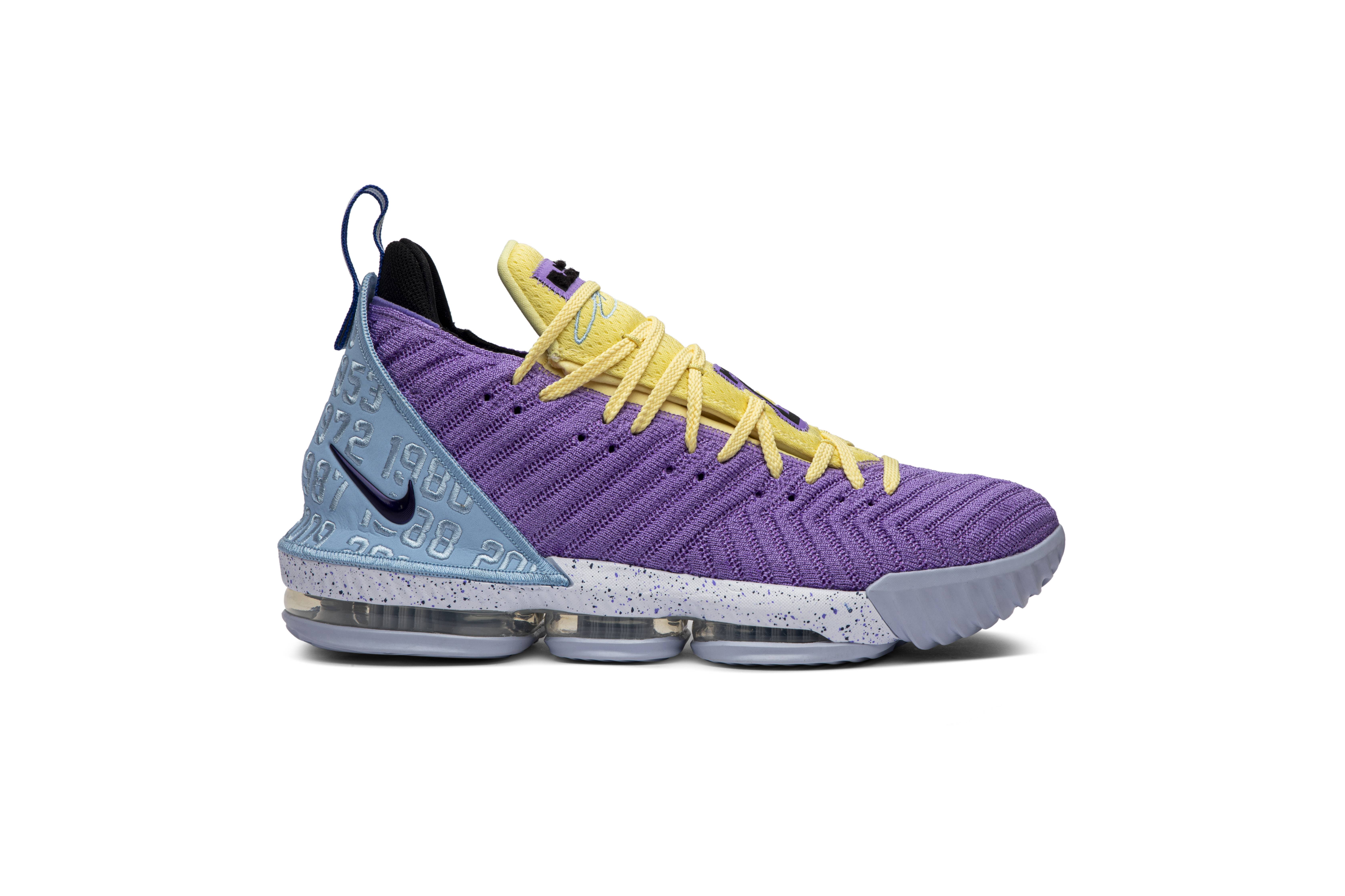 lebron 16 purple yellow blue