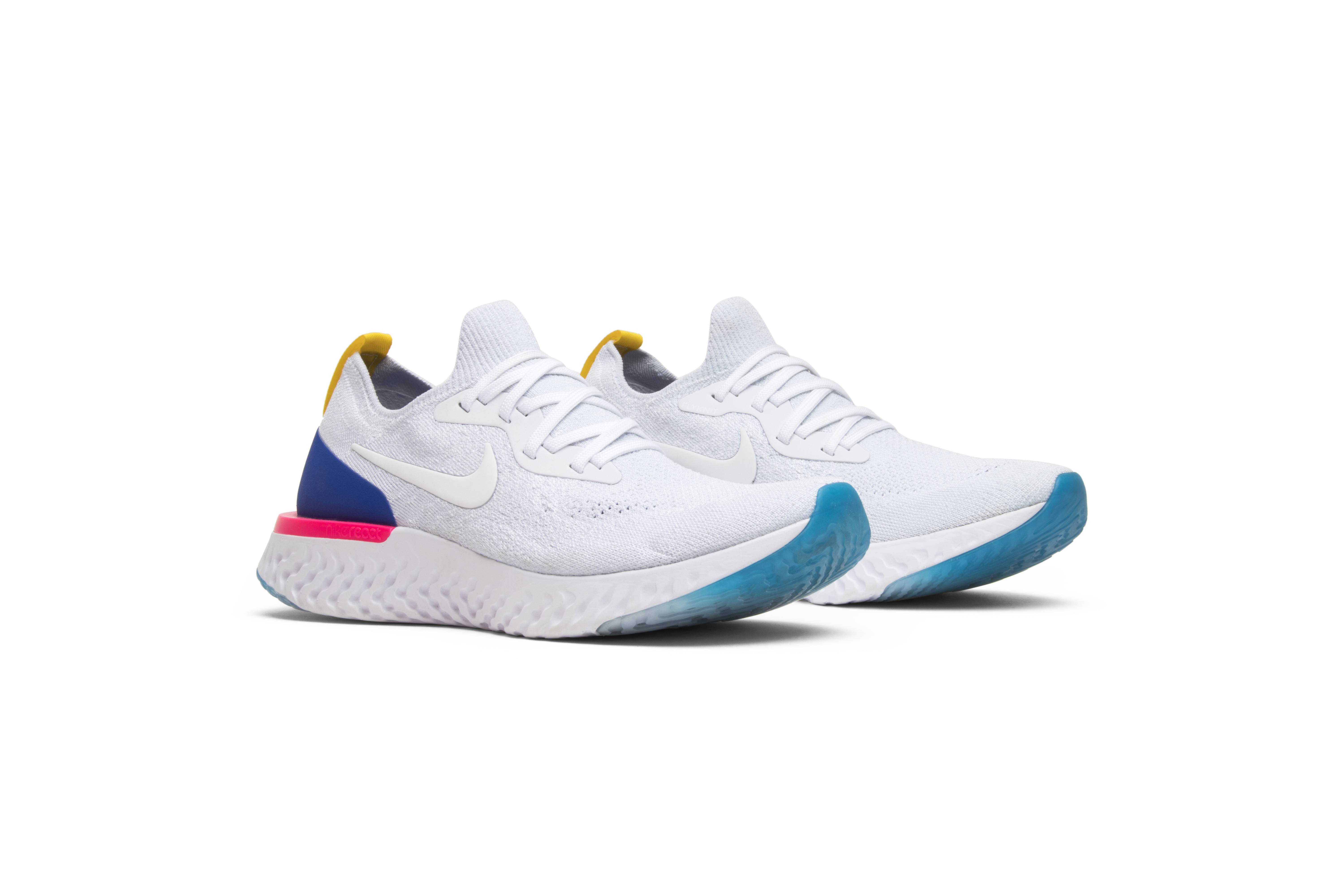 nike epic react white blue pink