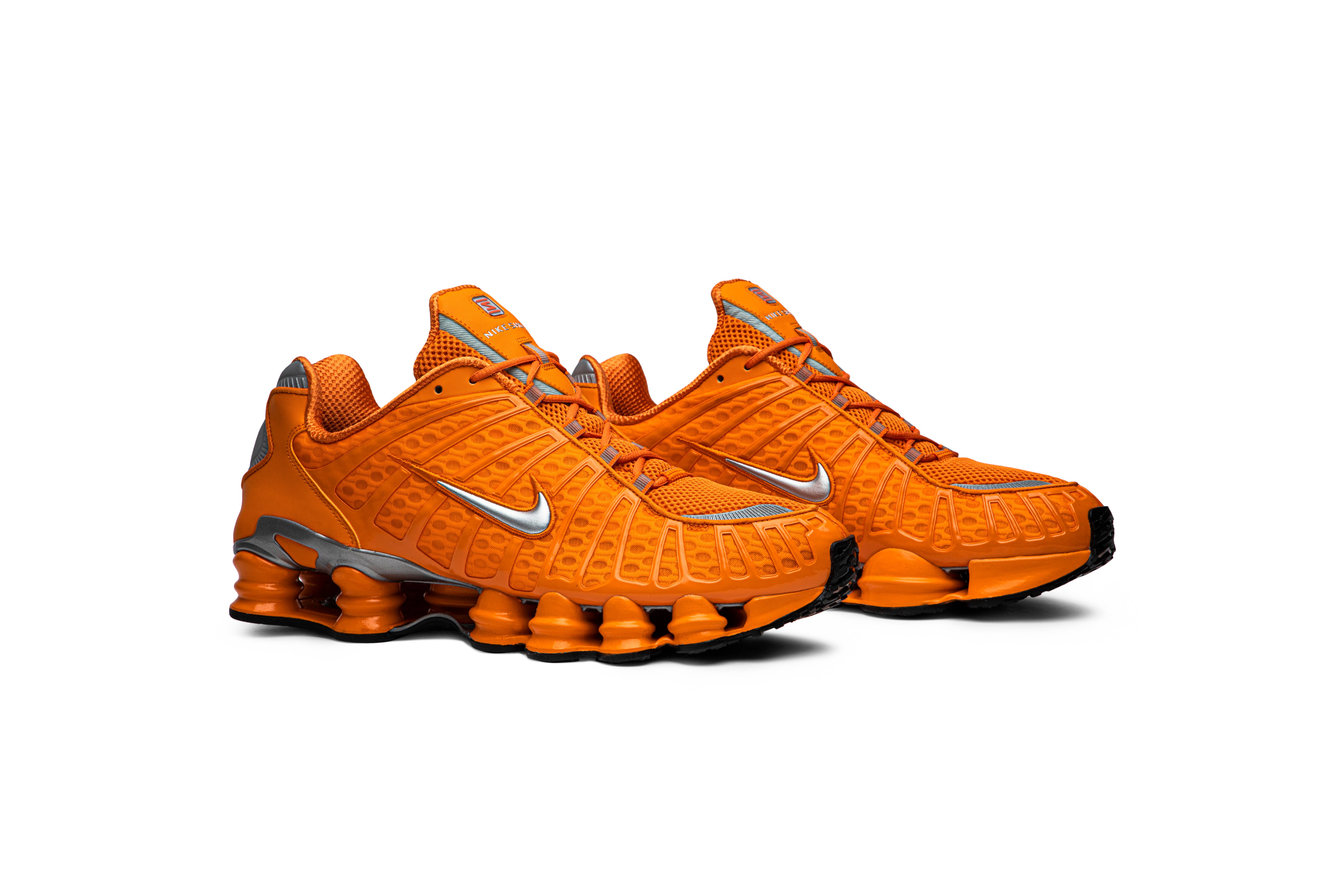 mens nike shox orange