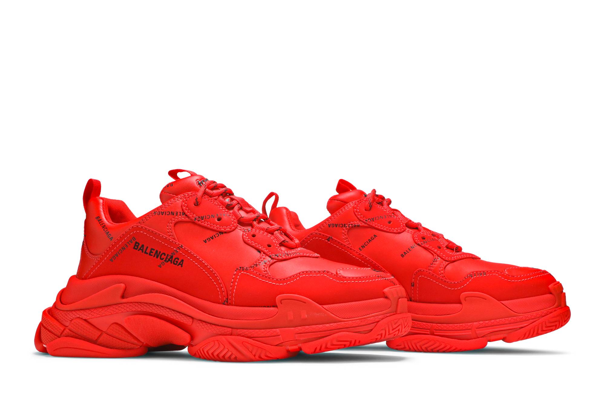 balenciaga triple s allover logo red