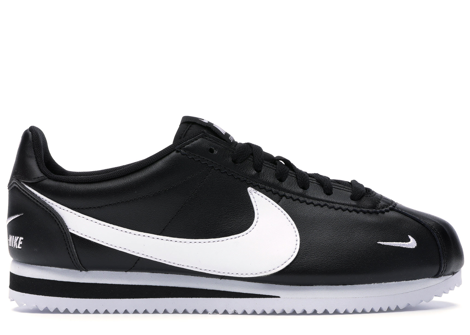 nike classic cortez mini swoosh black white