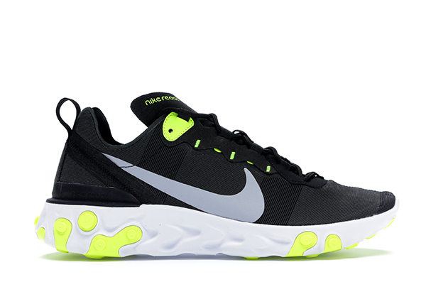 nike react element 55 black wolf grey volt