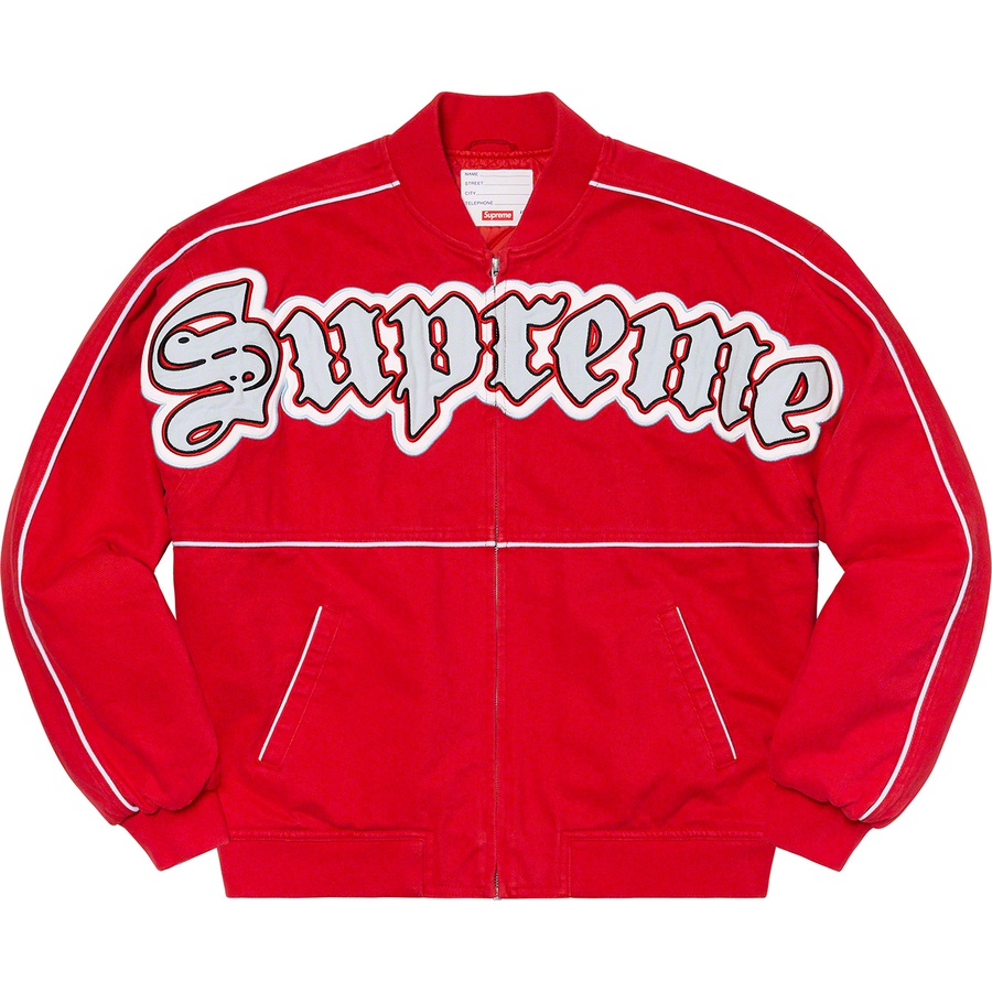 supreme twill old english varsity jacket black