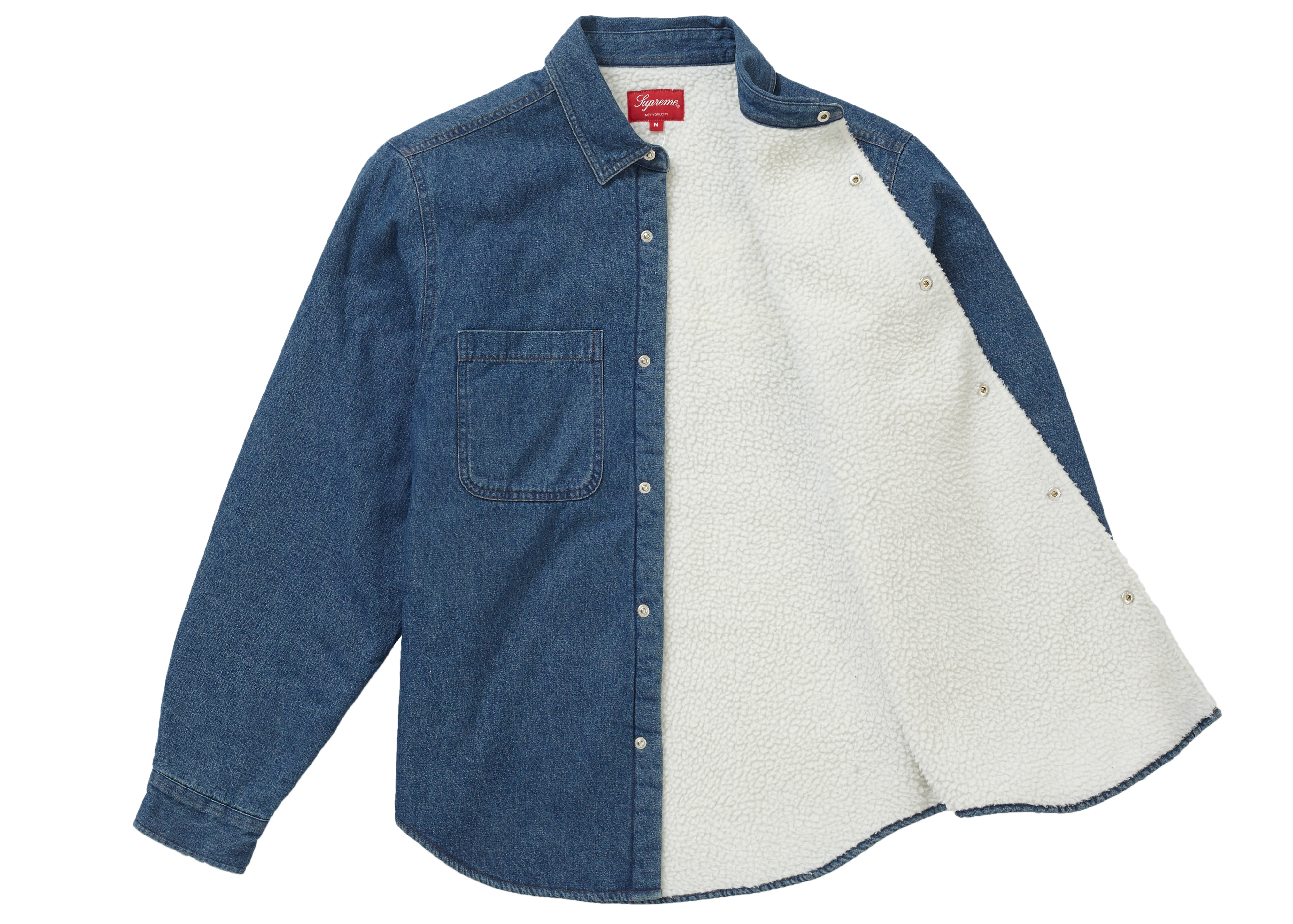 supreme sherpa lined denim shirt