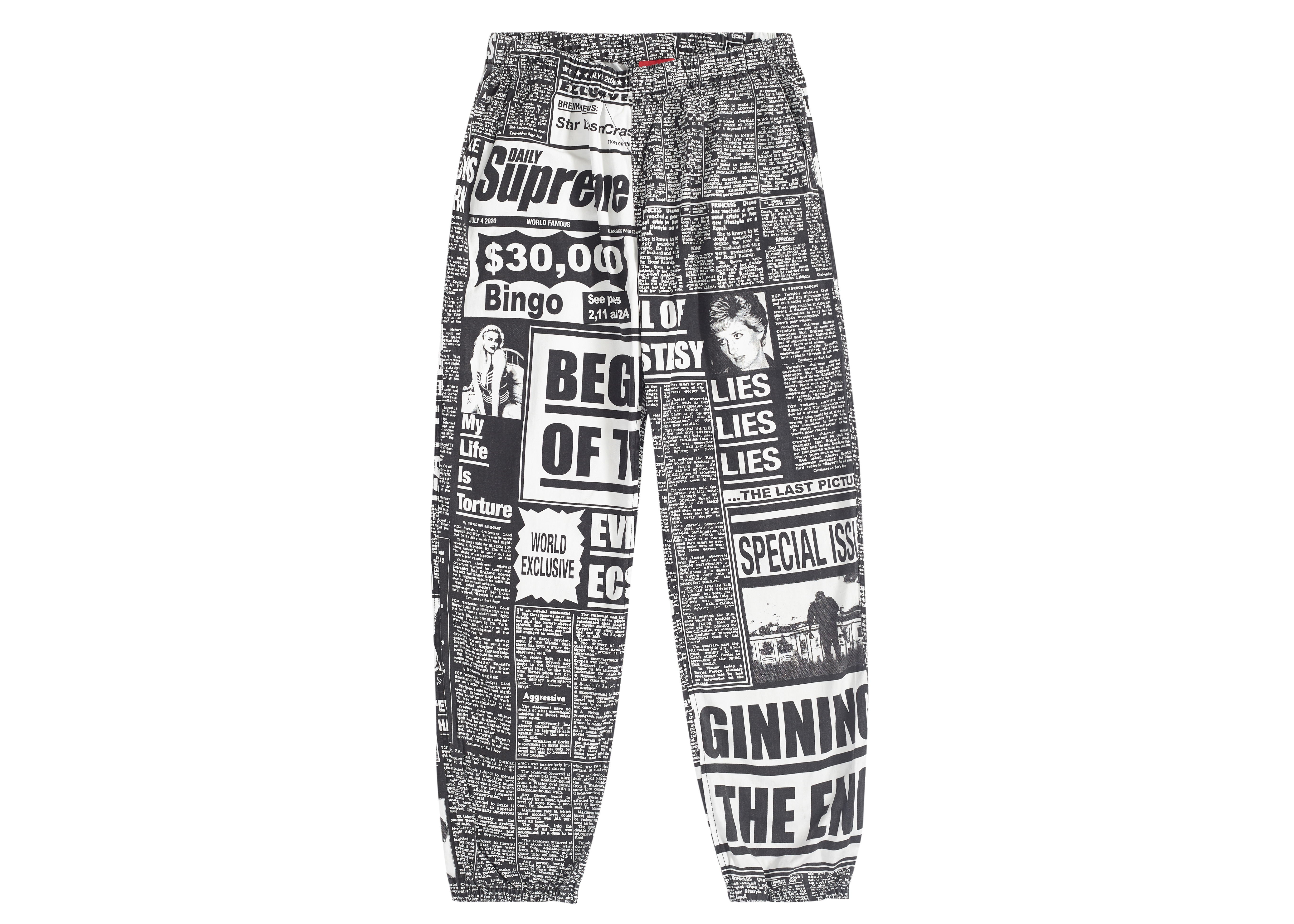 楽ギフ_包装】 新品 black Supreme xl newsprint skate Skate pant