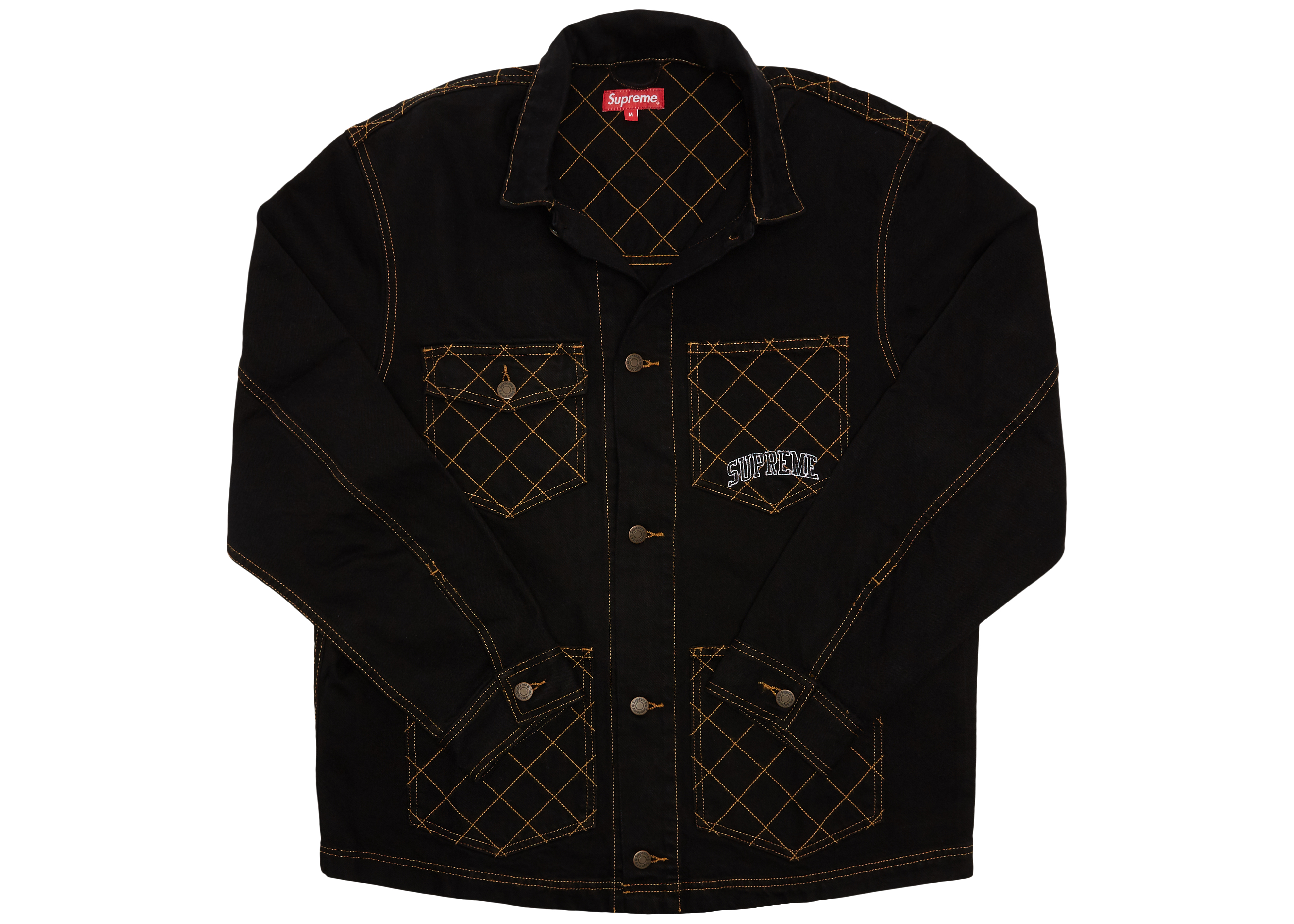 supreme diamond stitch denim chore coat