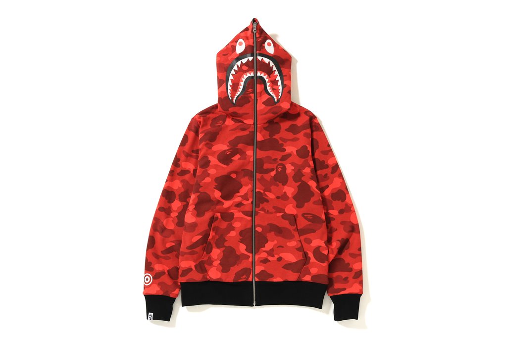 bape hoodie red and black