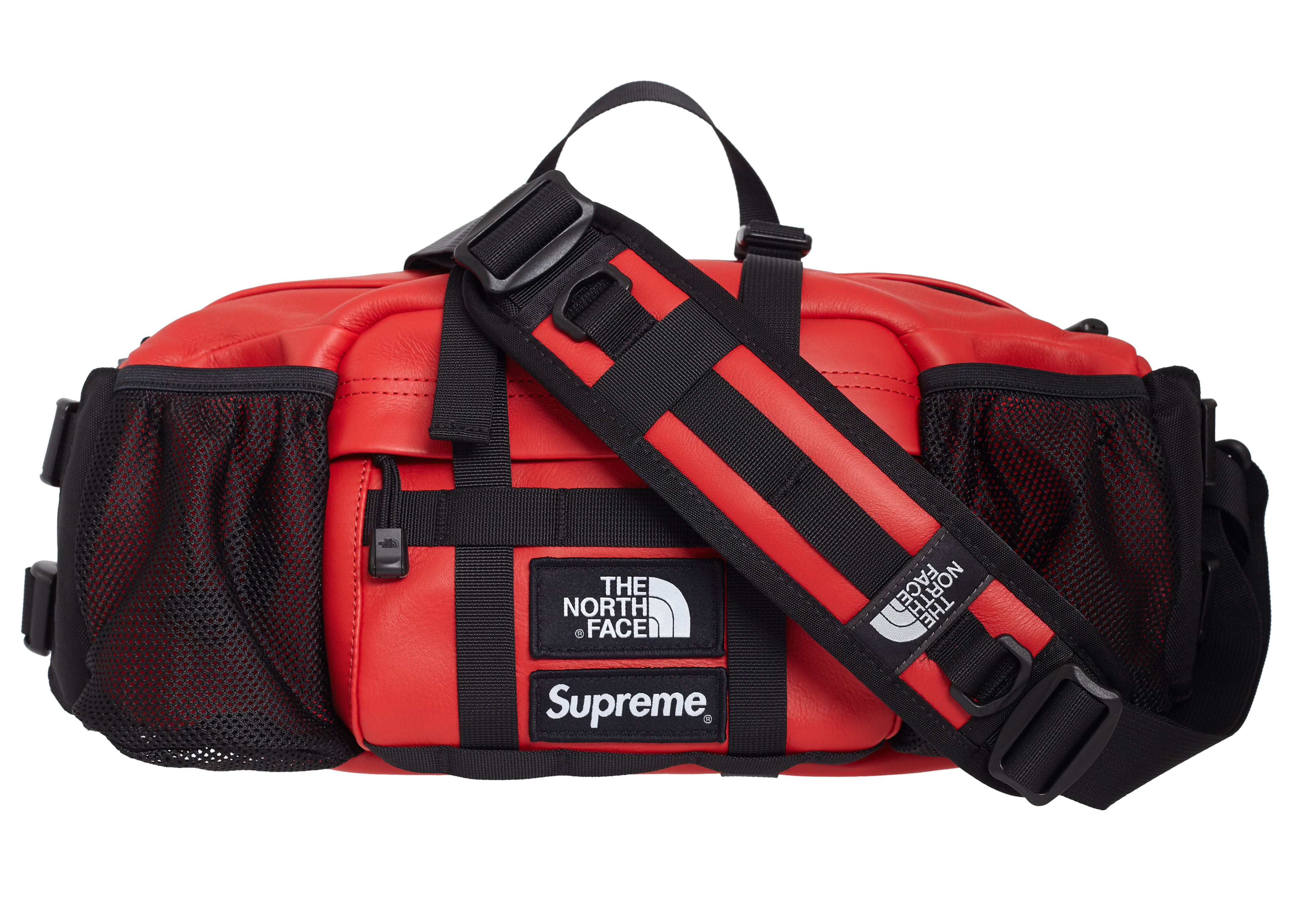 supreme leather bag red