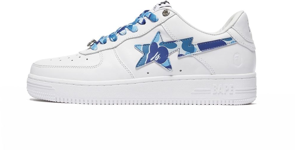 A Bathing Ape Bapesta Low 'White ABC Camo Blue' - Novelship