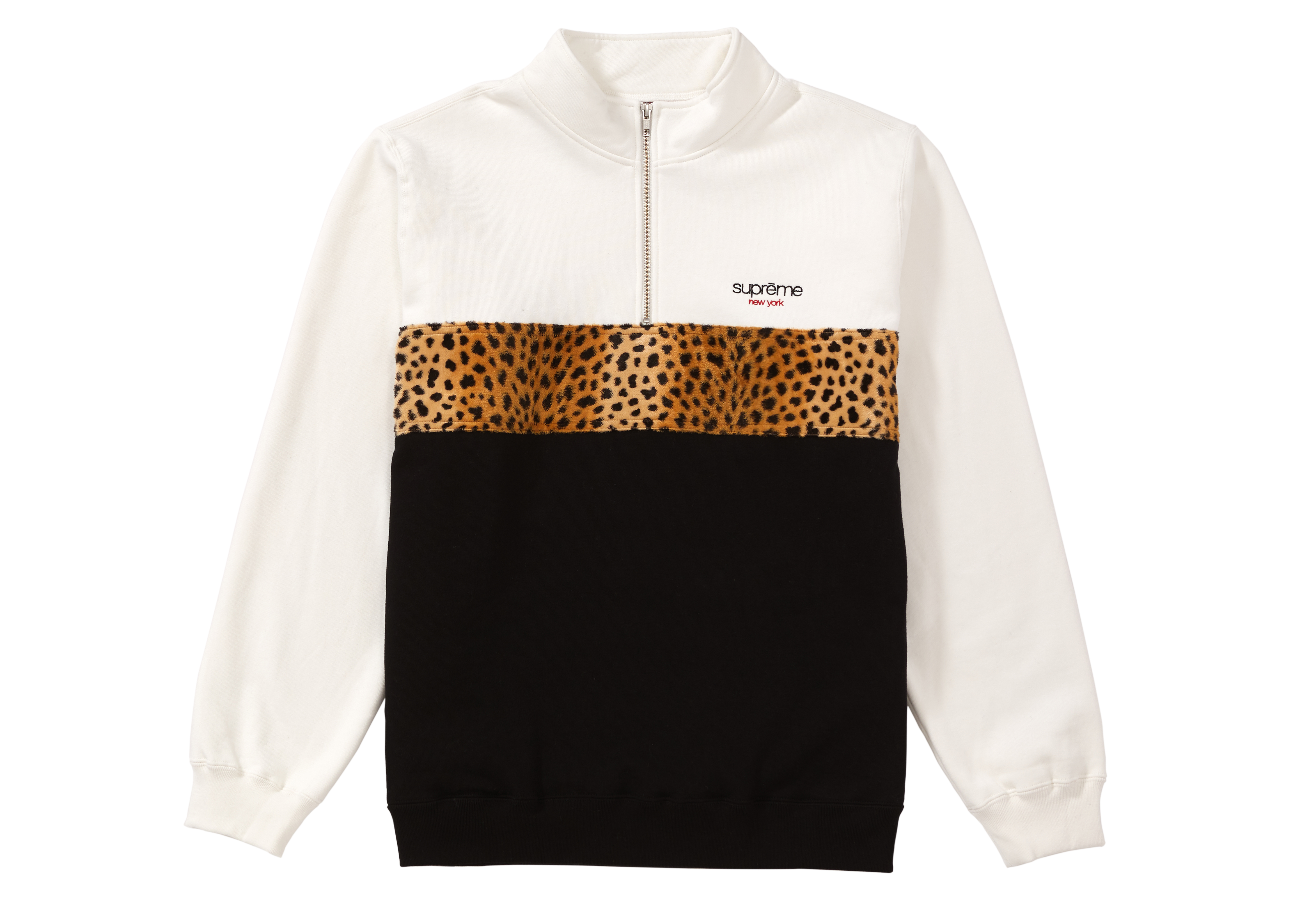 supreme leopard half zip