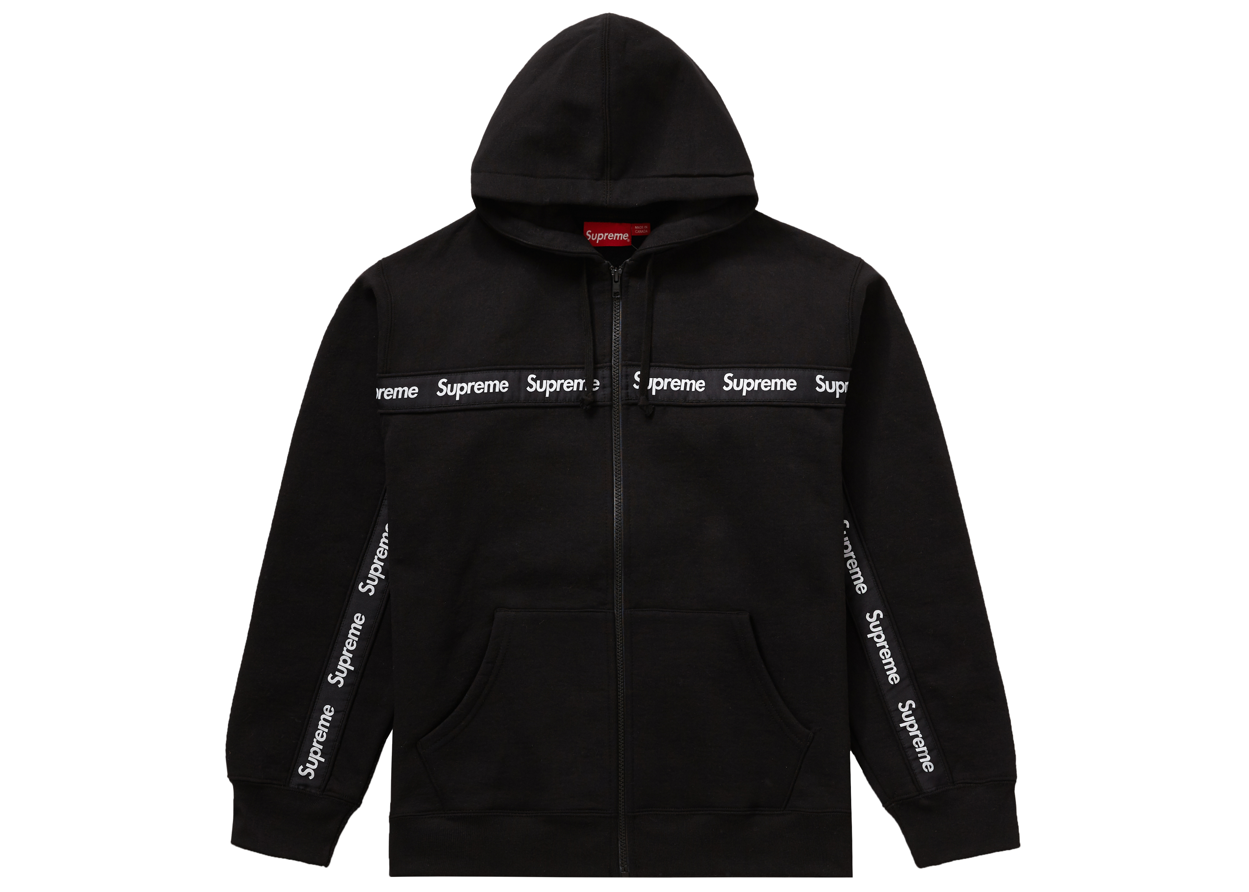 Supreme Text Stripe Zip Up Hooded 黒 L www.krzysztofbialy.com