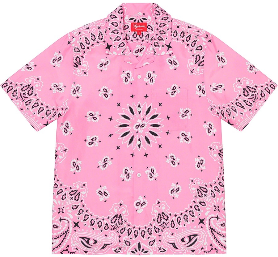 Supreme Bandana Silk S/S Shirt Pink - Novelship
