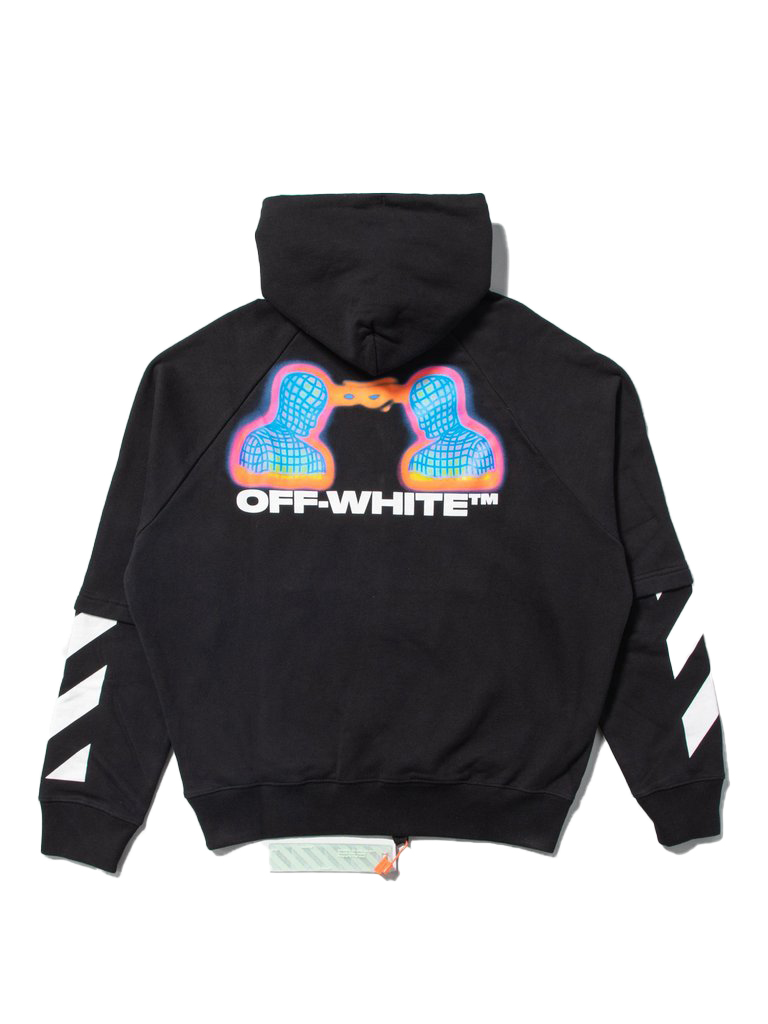 off white double sleeve hoodie