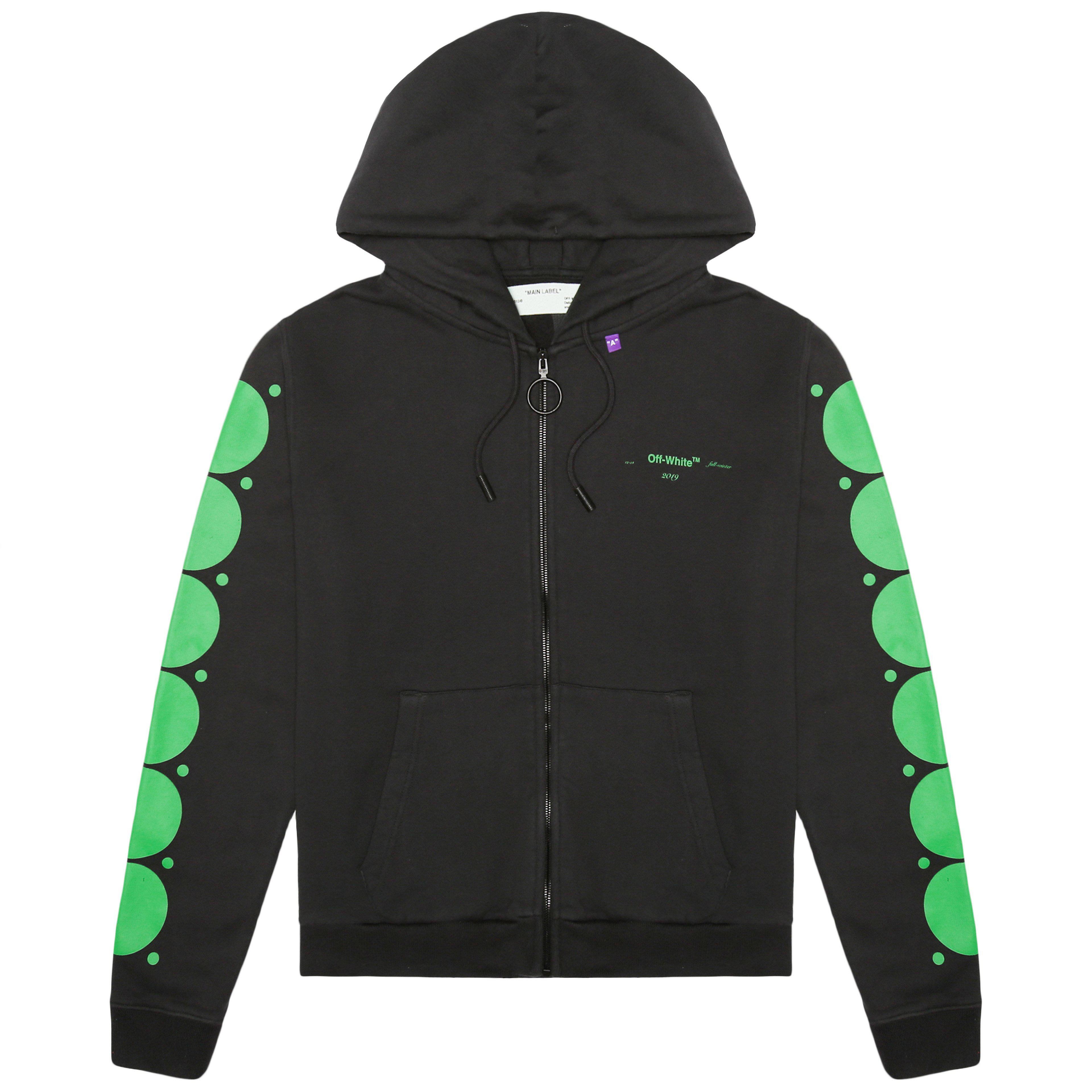 off white black and green hoodie