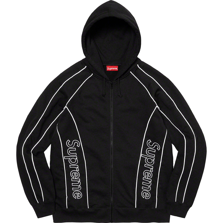 track paneled zip up hooded sweatshirt