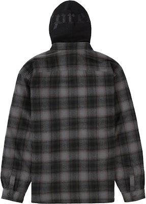 Supreme Hooded Flannel Zip Up Shirt Black