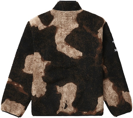 Supreme The North Face Bleached Denim Print Fleece Jacket Black 