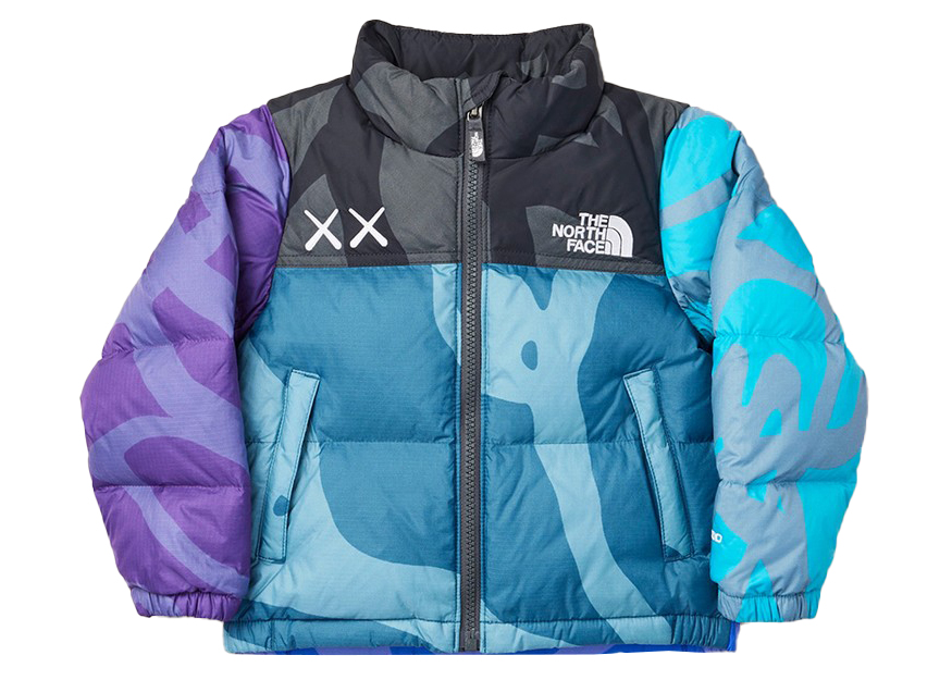 north face nuptse blue and black