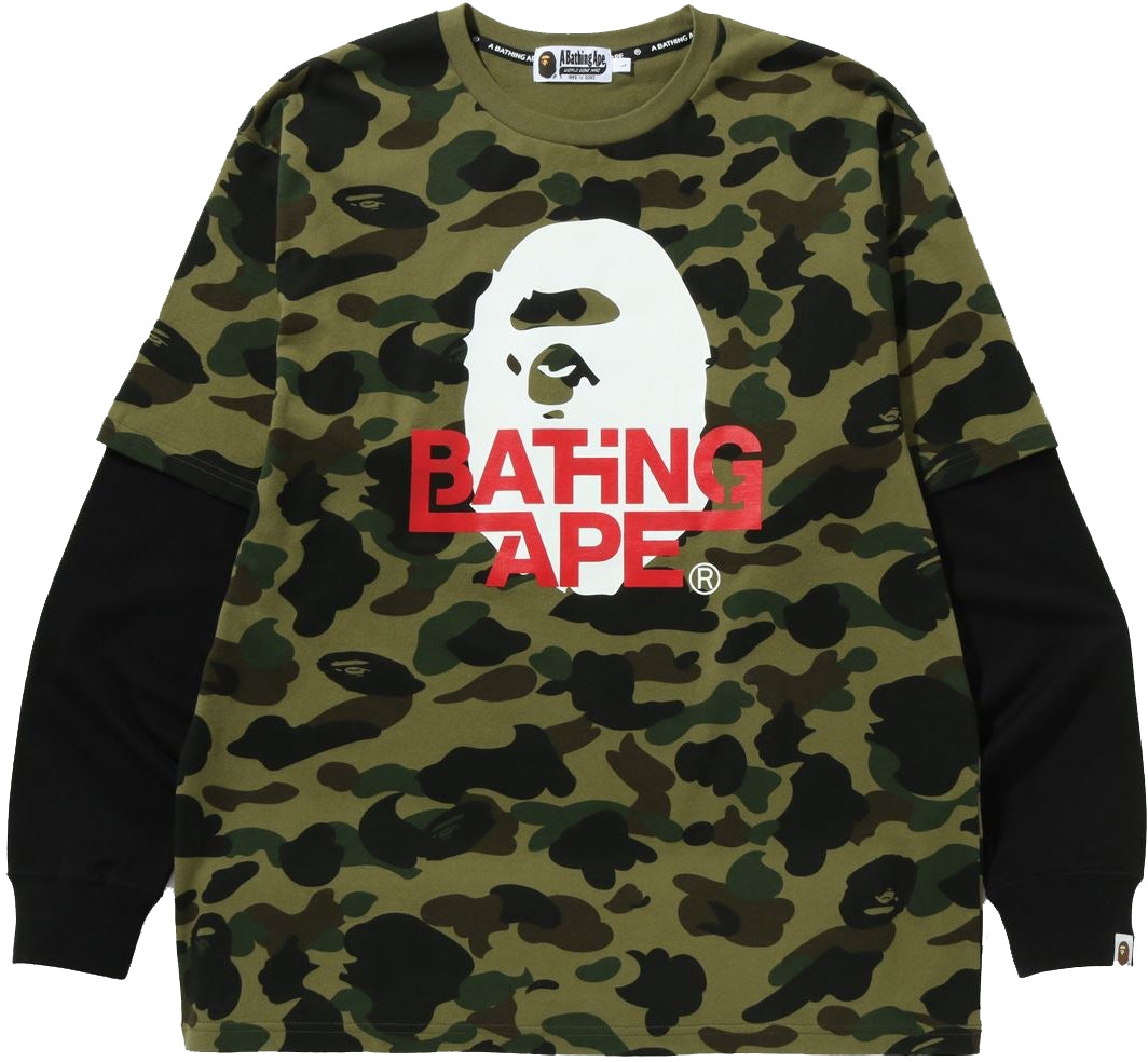 BAPE 1st Camo Relaxed Fit Layered L/S Tee Green - Novelship