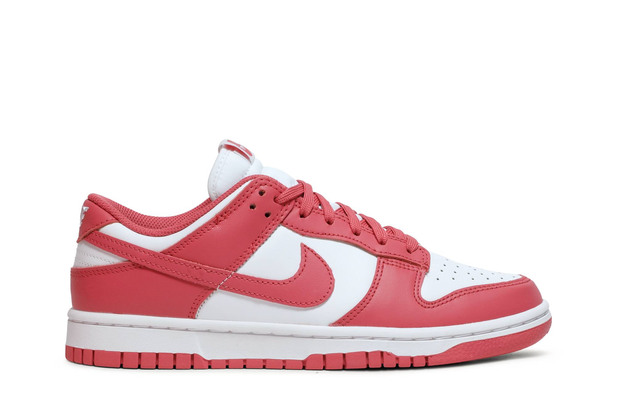 pink and white low top dunks