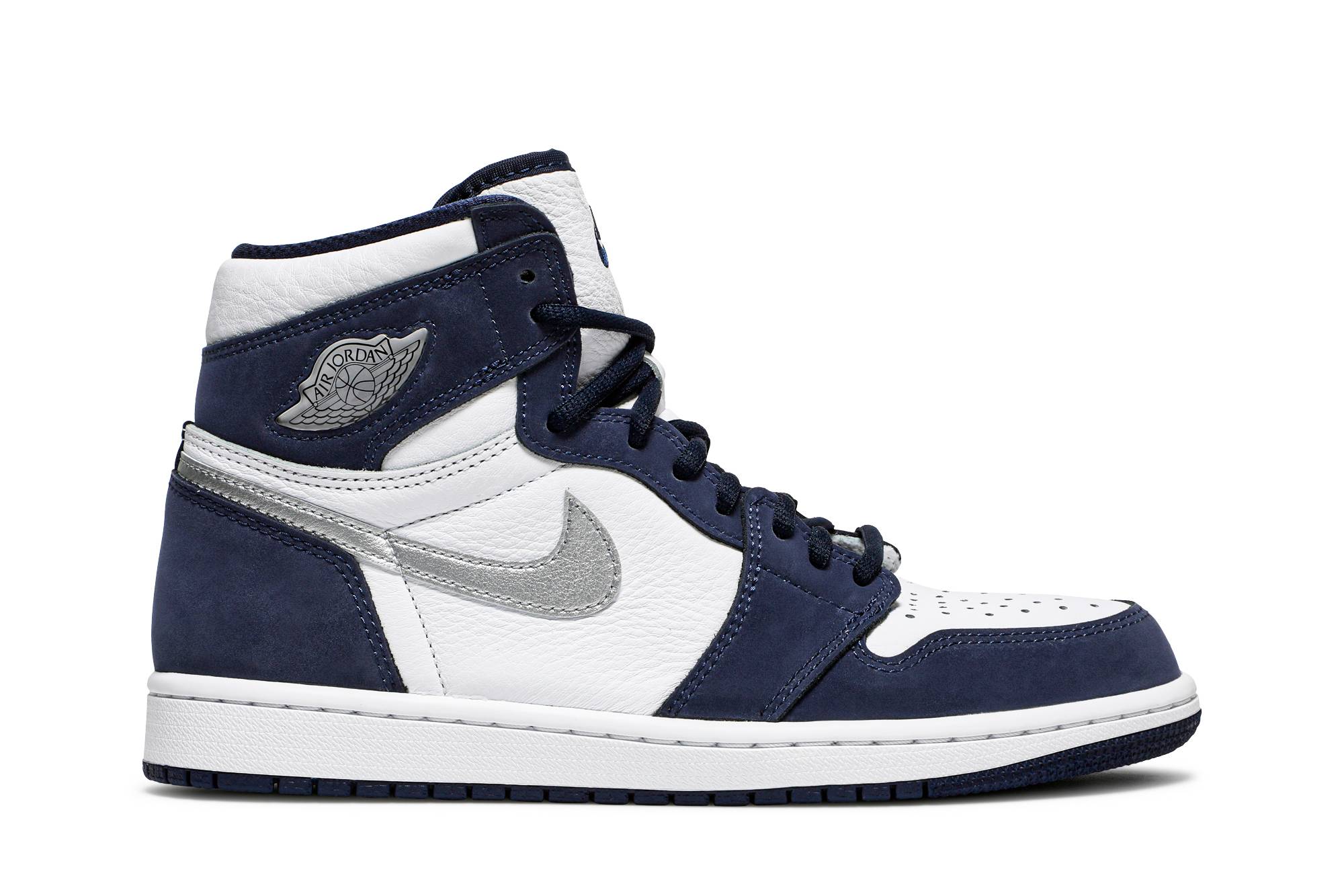 navy blue and silver jordan 1