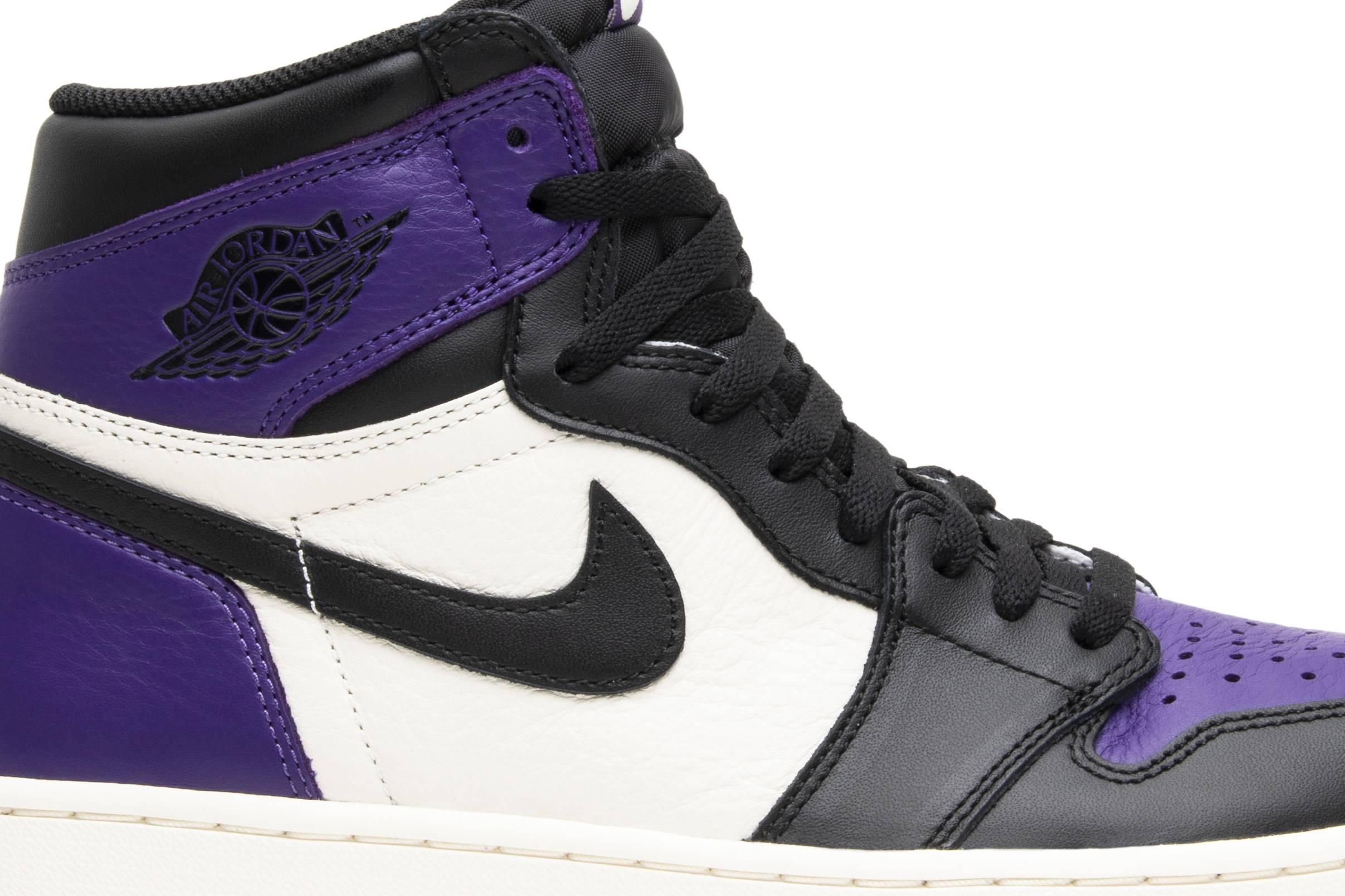 purple and black high top jordans